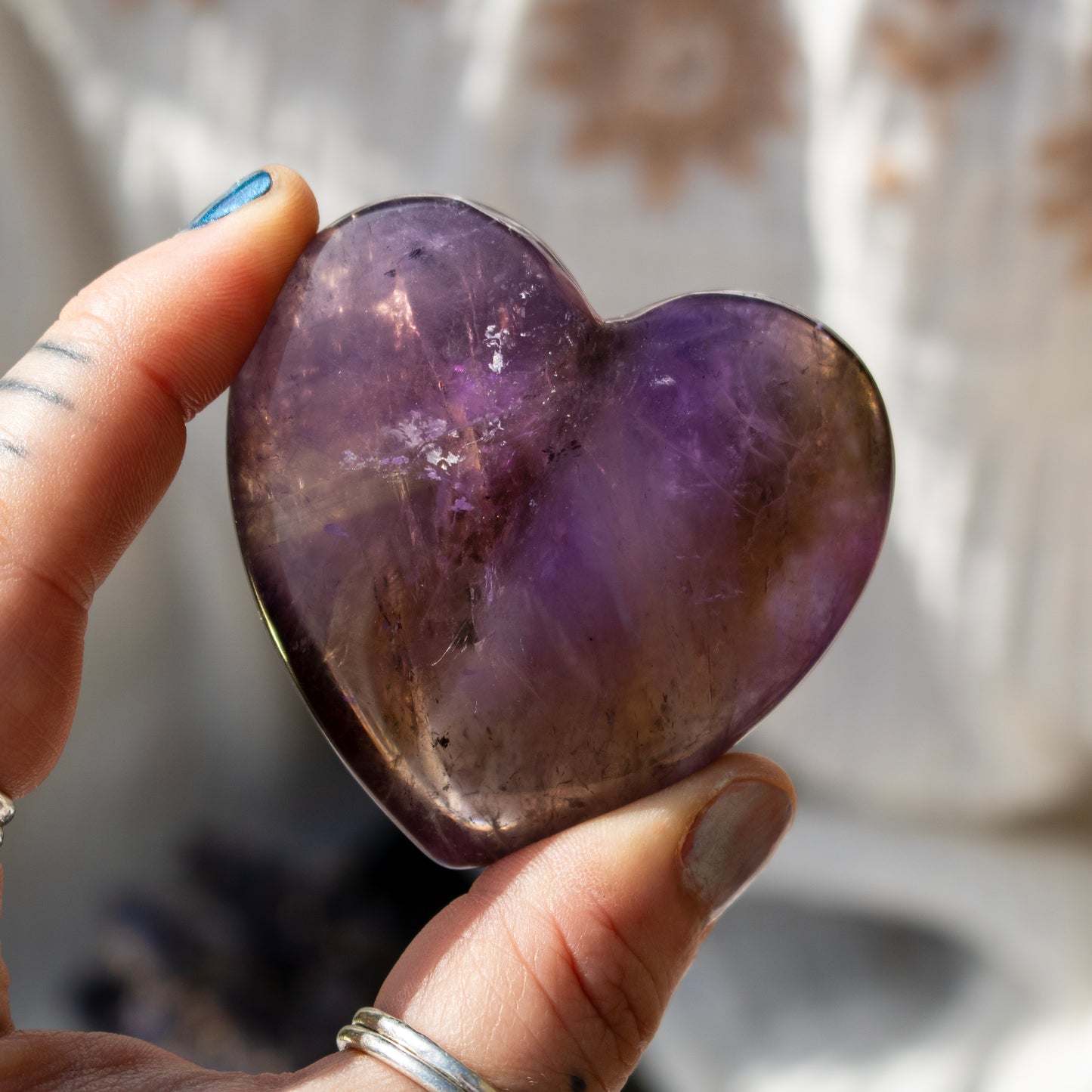 Ametrine Crystal Heart