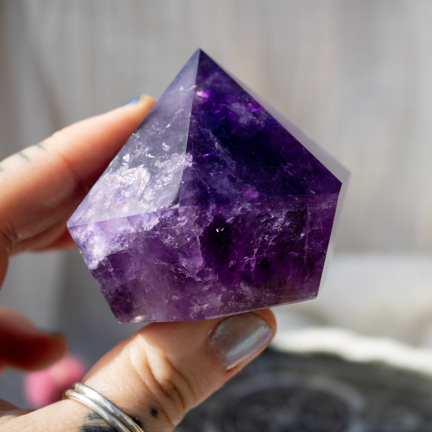 Dark Purple Amethyst Crystal Tower