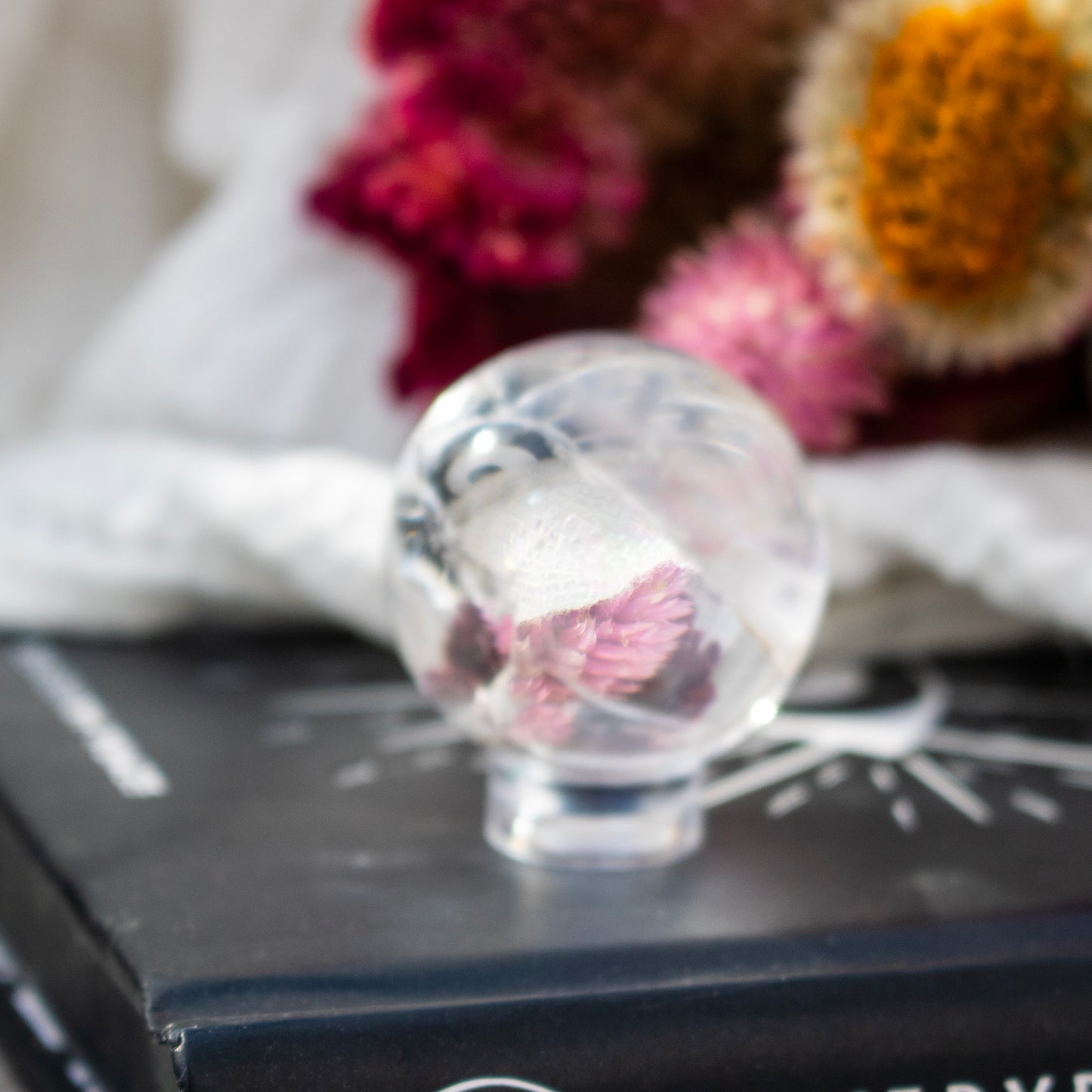 Clear Quartz Crystal Sphere with Rainbows