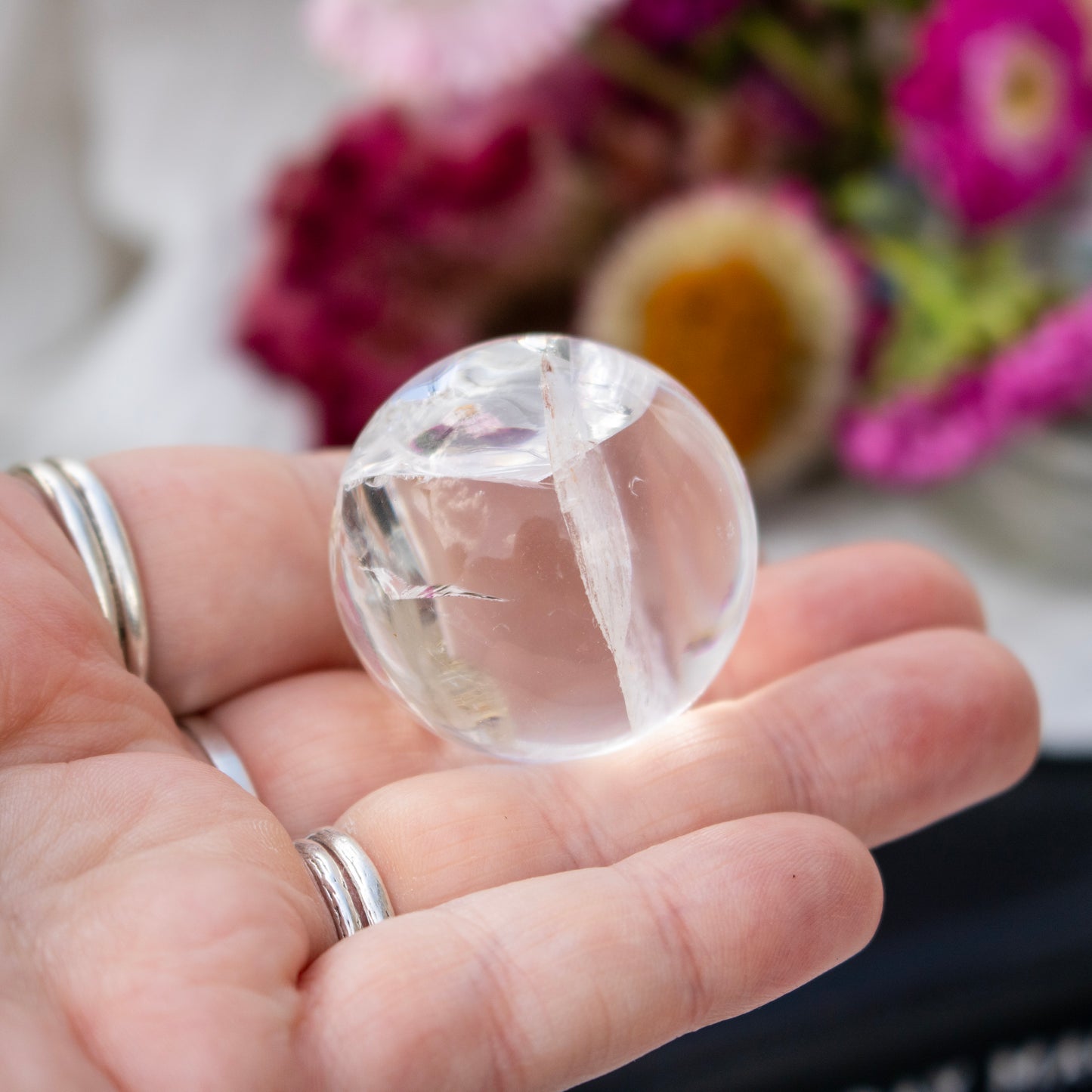 Clear Quartz Crystal Sphere with Rainbows