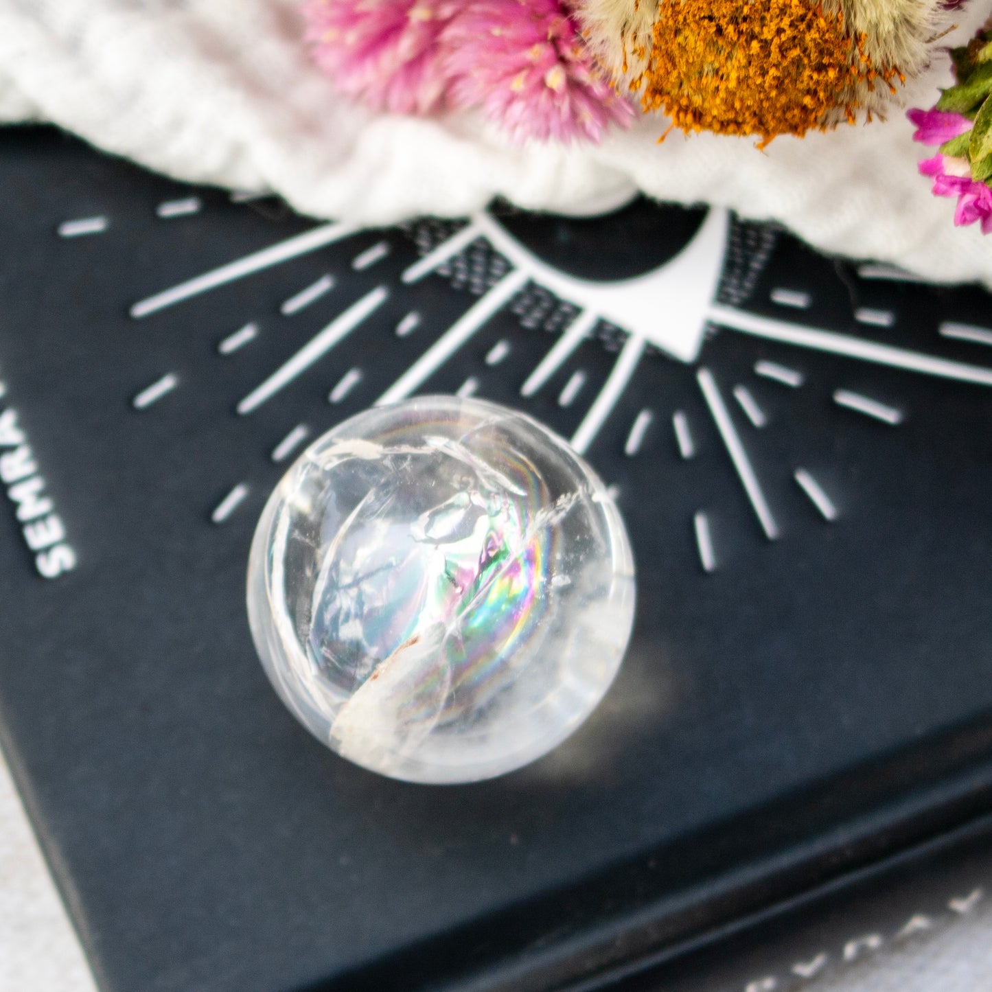 Clear Quartz Crystal Sphere with Rainbows