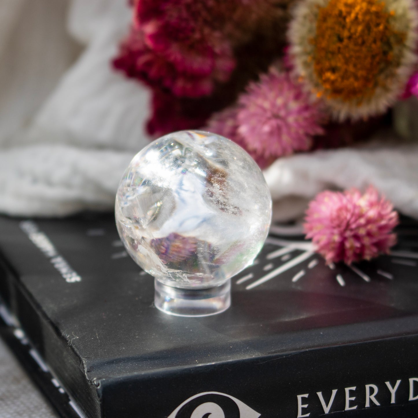 Clear Quartz Crystal Sphere with Rainbows