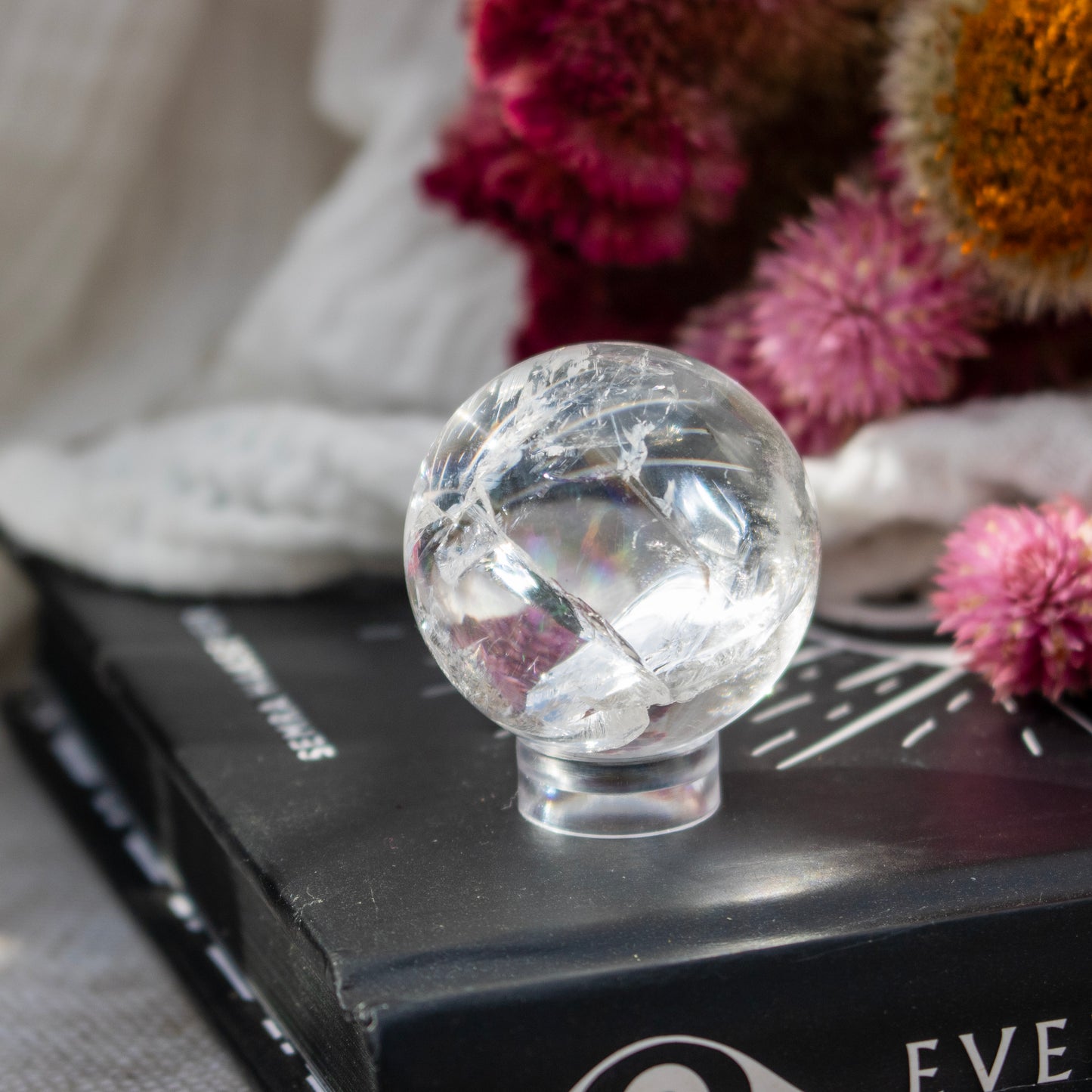 Clear Quartz Crystal Sphere with Rainbows