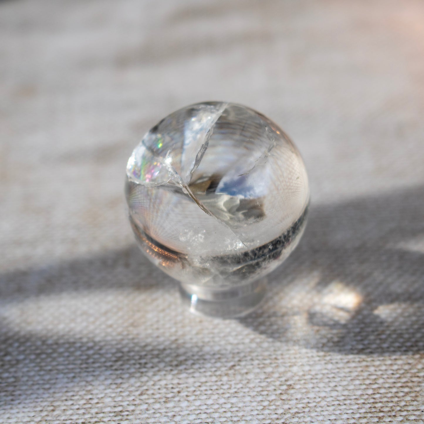 Clear Quartz Crystal Sphere with Rainbows