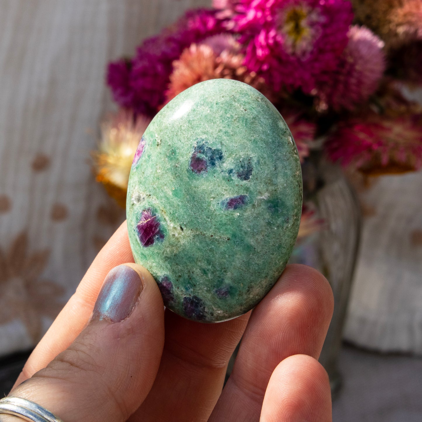 Ruby in Fuchsite Palmstone