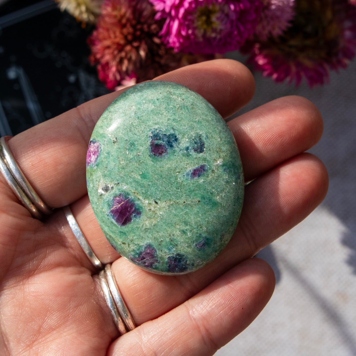 Ruby in Fuchsite Palmstone