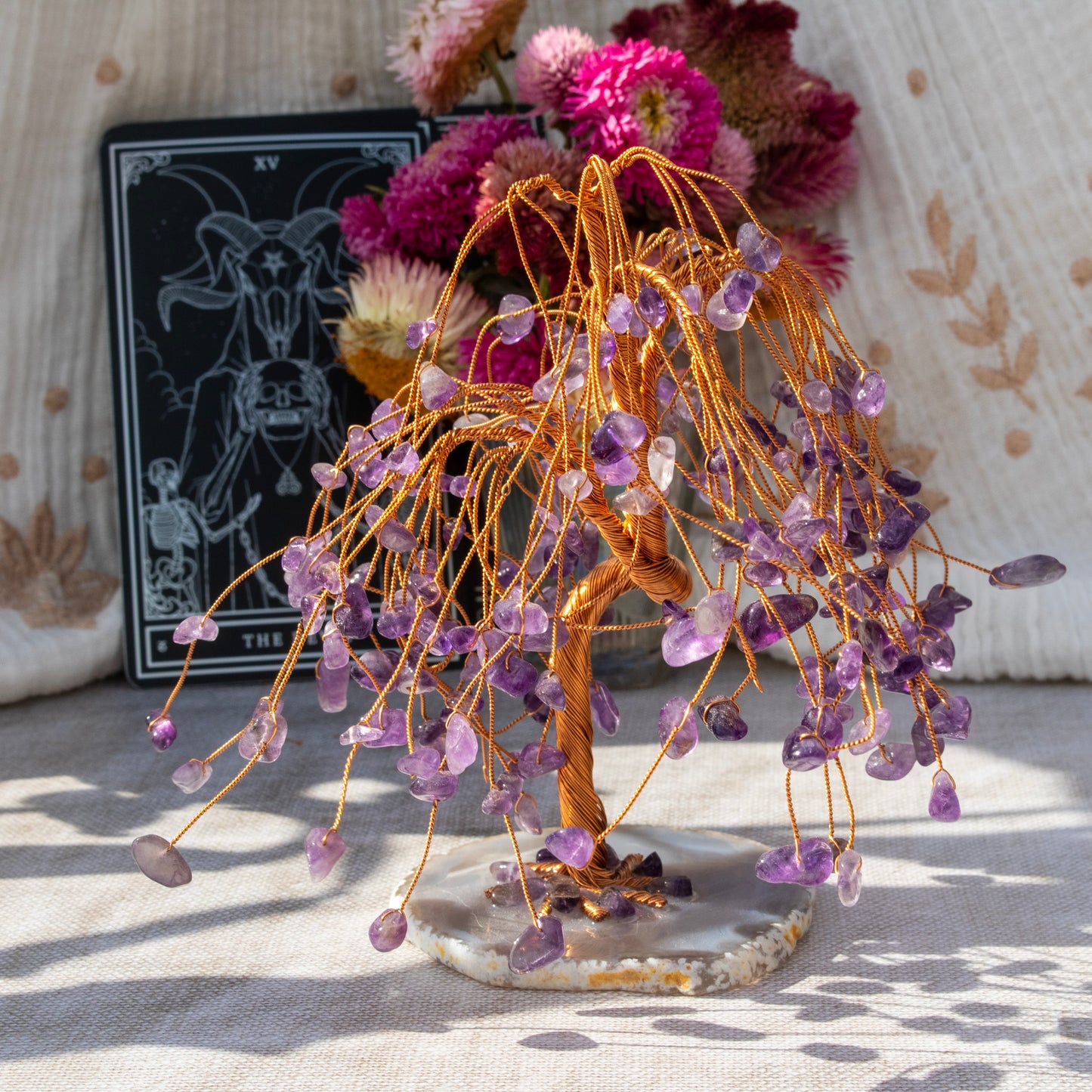 Amethyst Chip Weeping Willow Tree on Agate Base