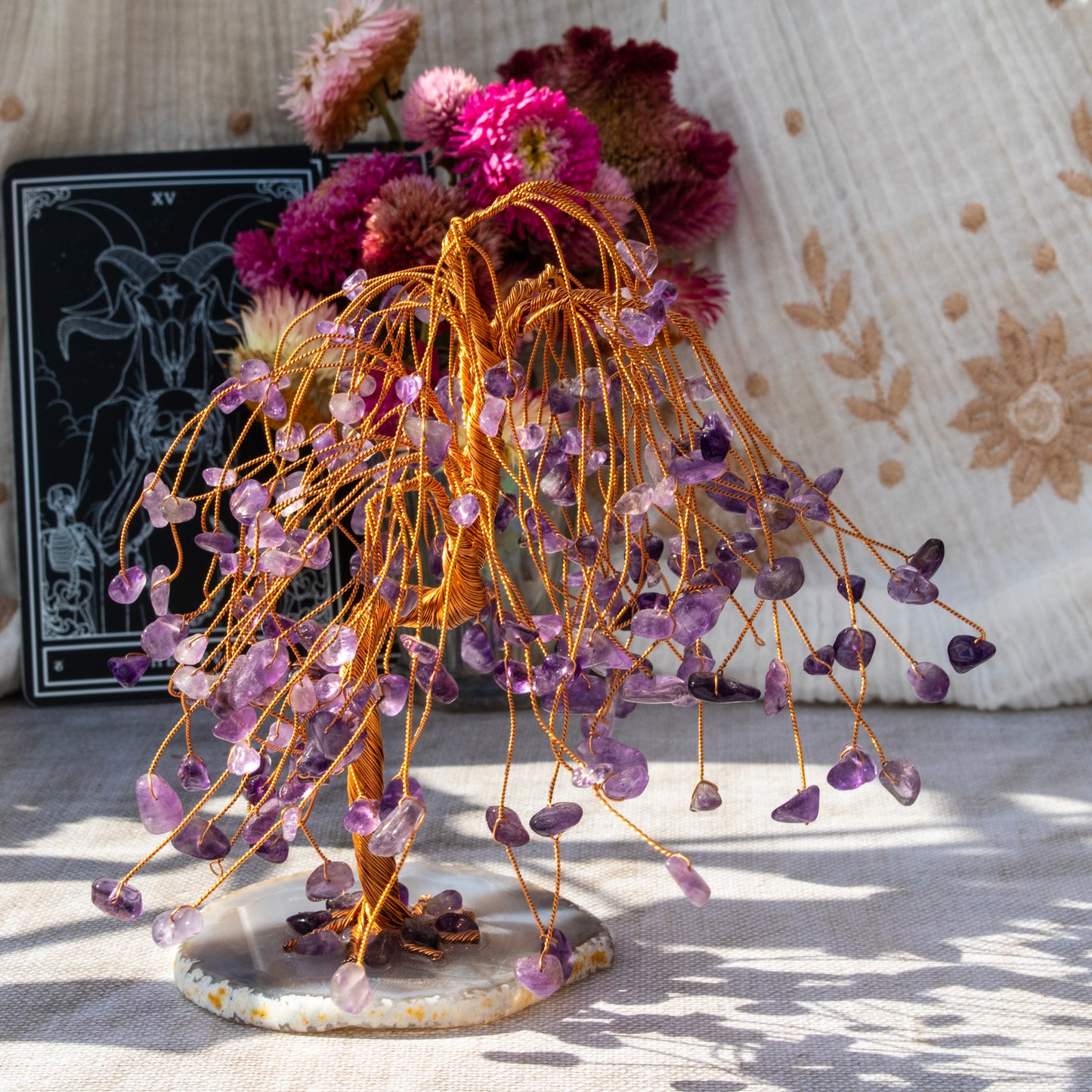 Amethyst Chip Weeping Willow Tree on Agate Base