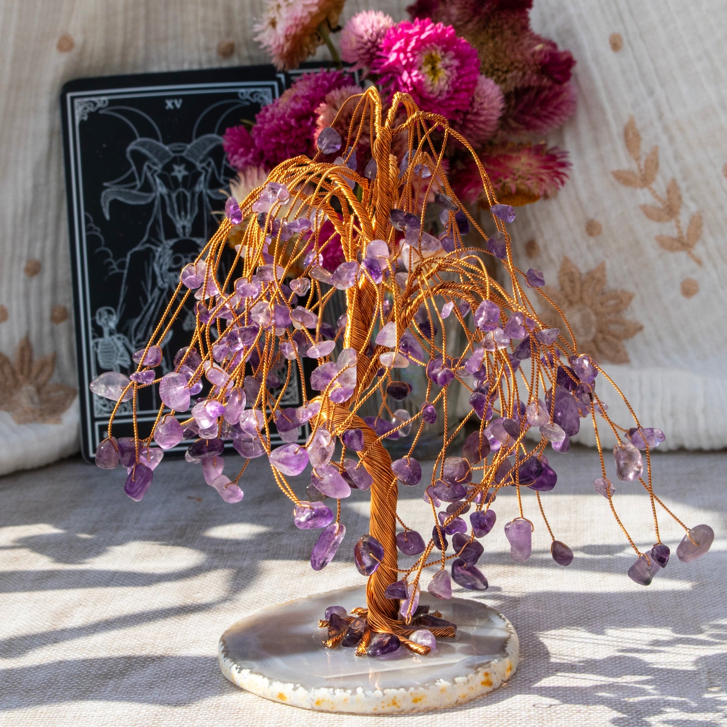 Amethyst Chip Weeping Willow Tree on Agate Base