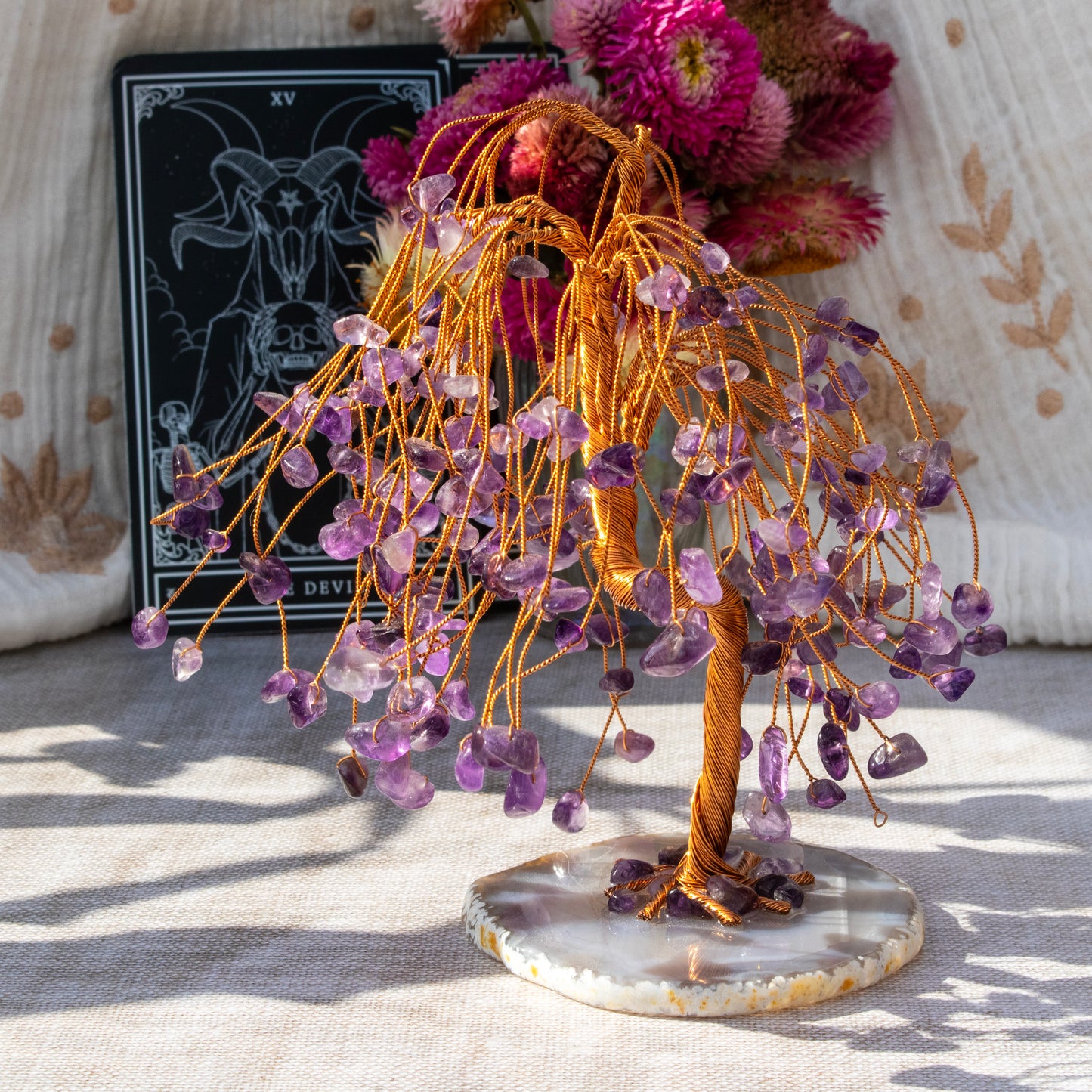 Amethyst Chip Weeping Willow Tree on Agate Base