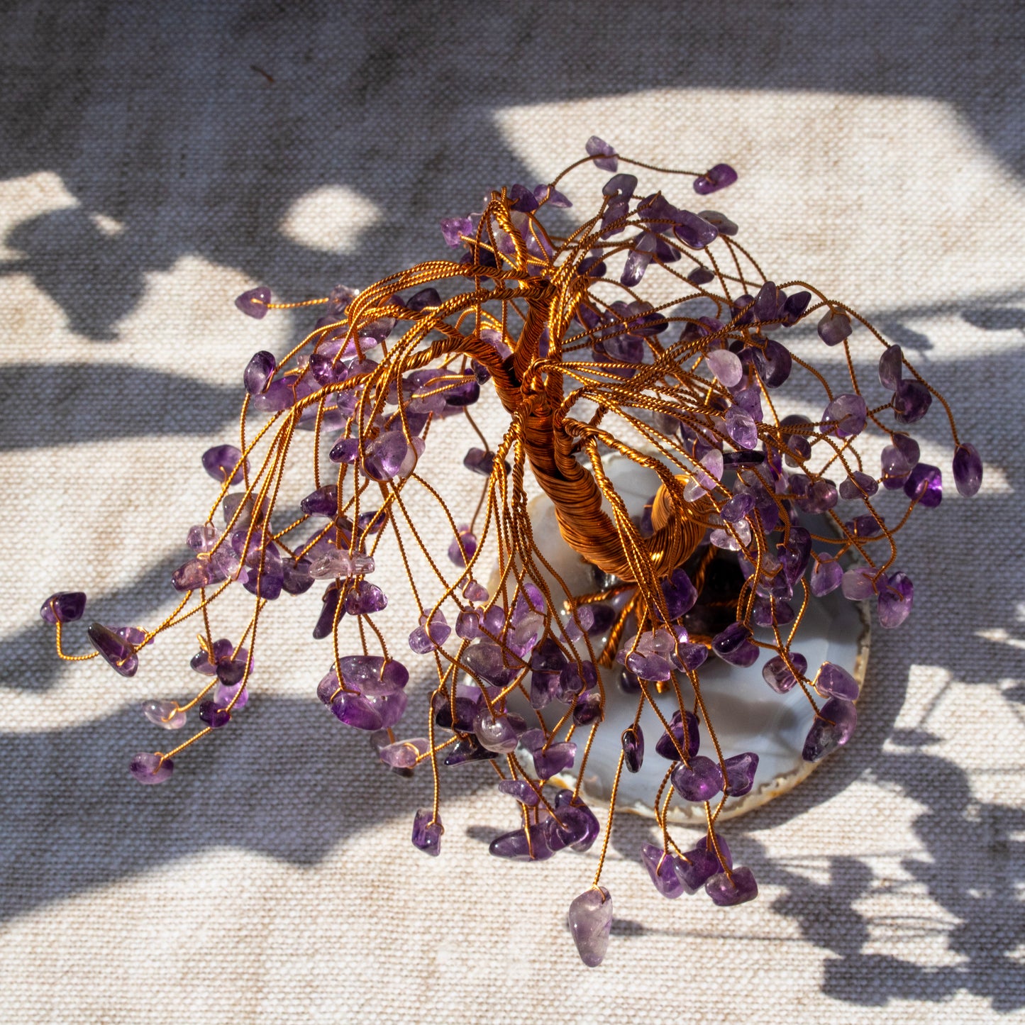 Amethyst Chip Weeping Willow Tree on Agate Base
