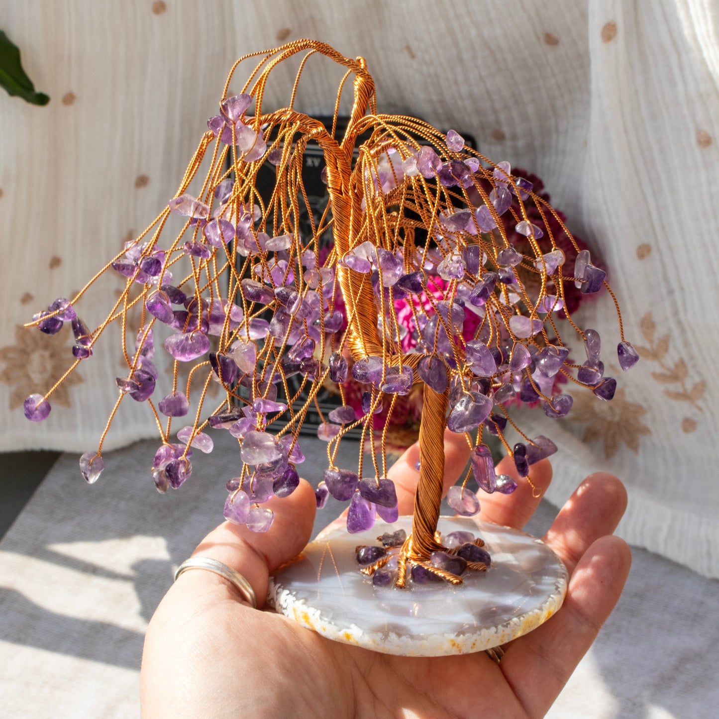 Amethyst Chip Weeping Willow Tree on Agate Base