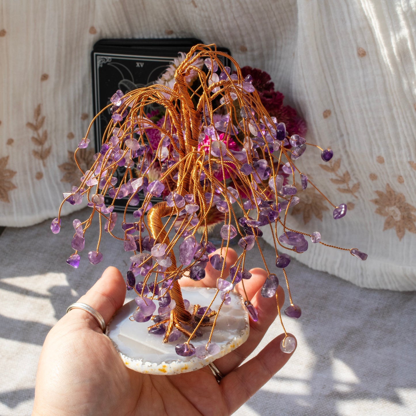 Amethyst Chip Weeping Willow Tree on Agate Base