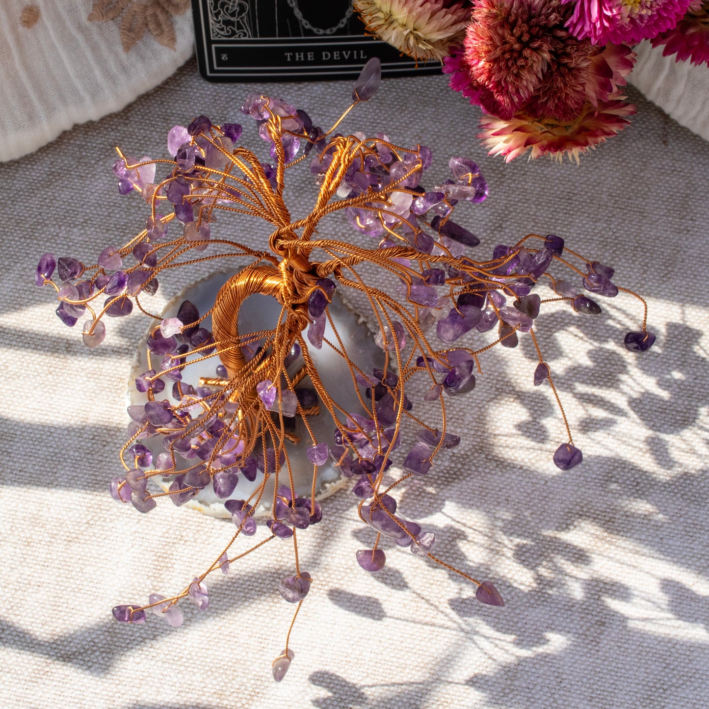 Amethyst Chip Weeping Willow Tree on Agate Base