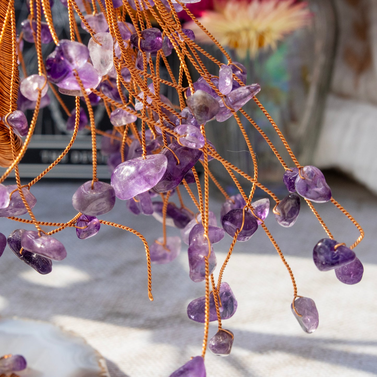 Amethyst Chip Weeping Willow Tree on Agate Base