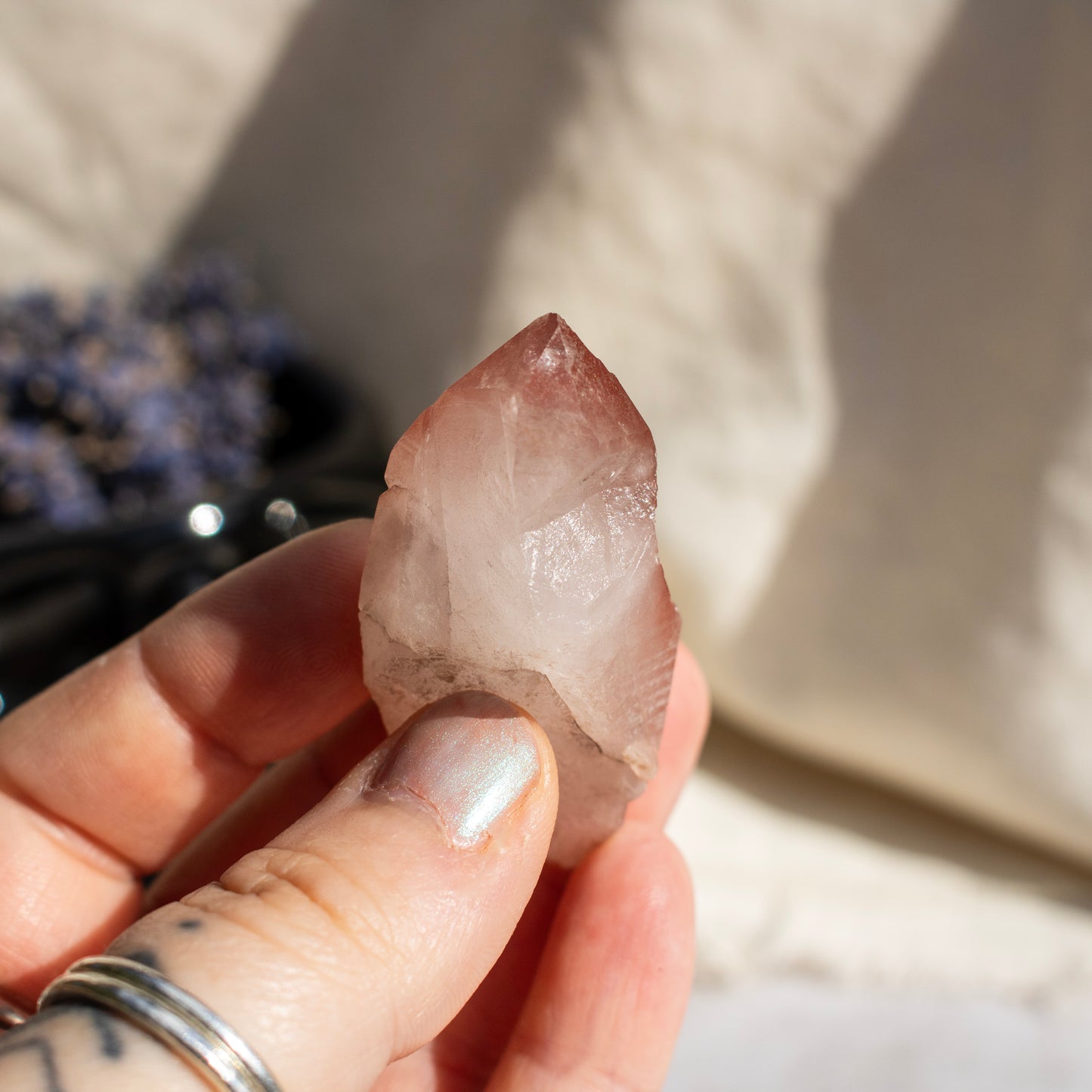 Pink Lemurian Quartz Point