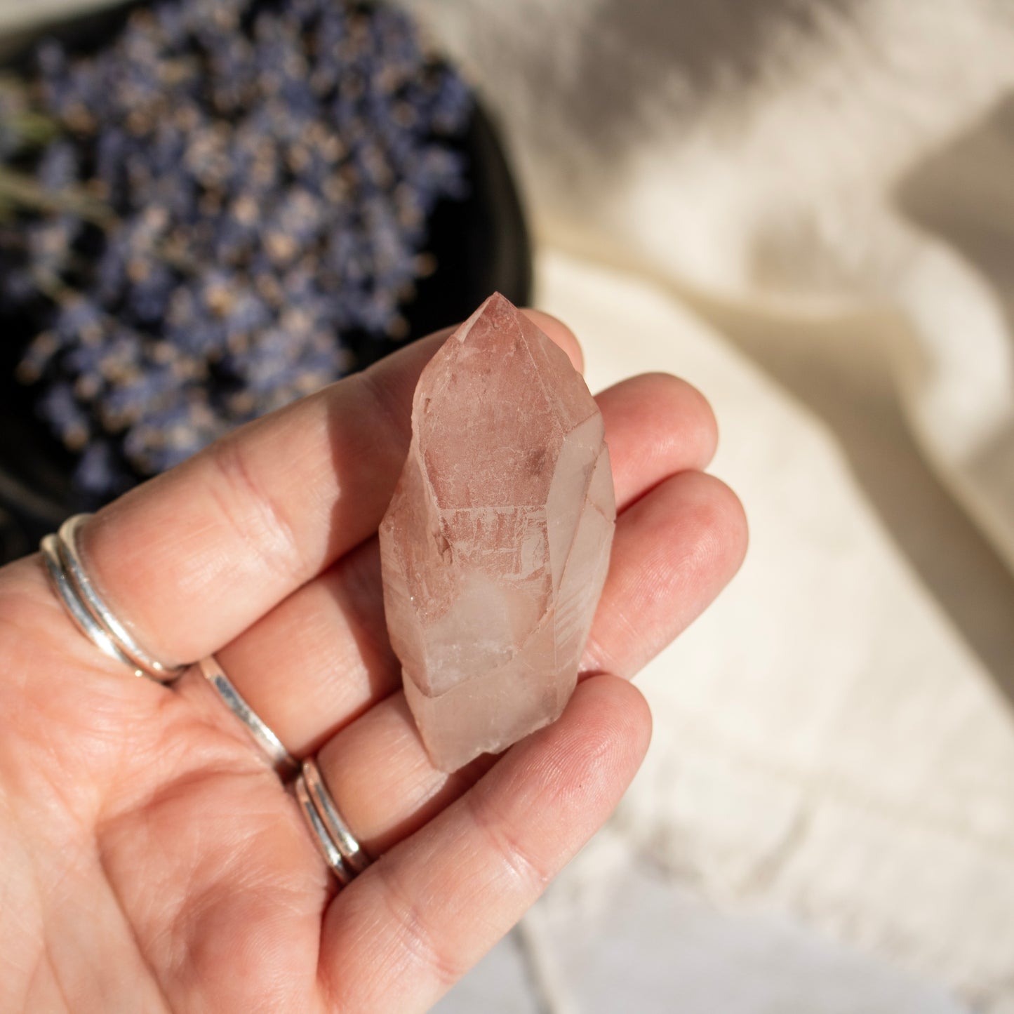 Pink Lemurian Quartz Point