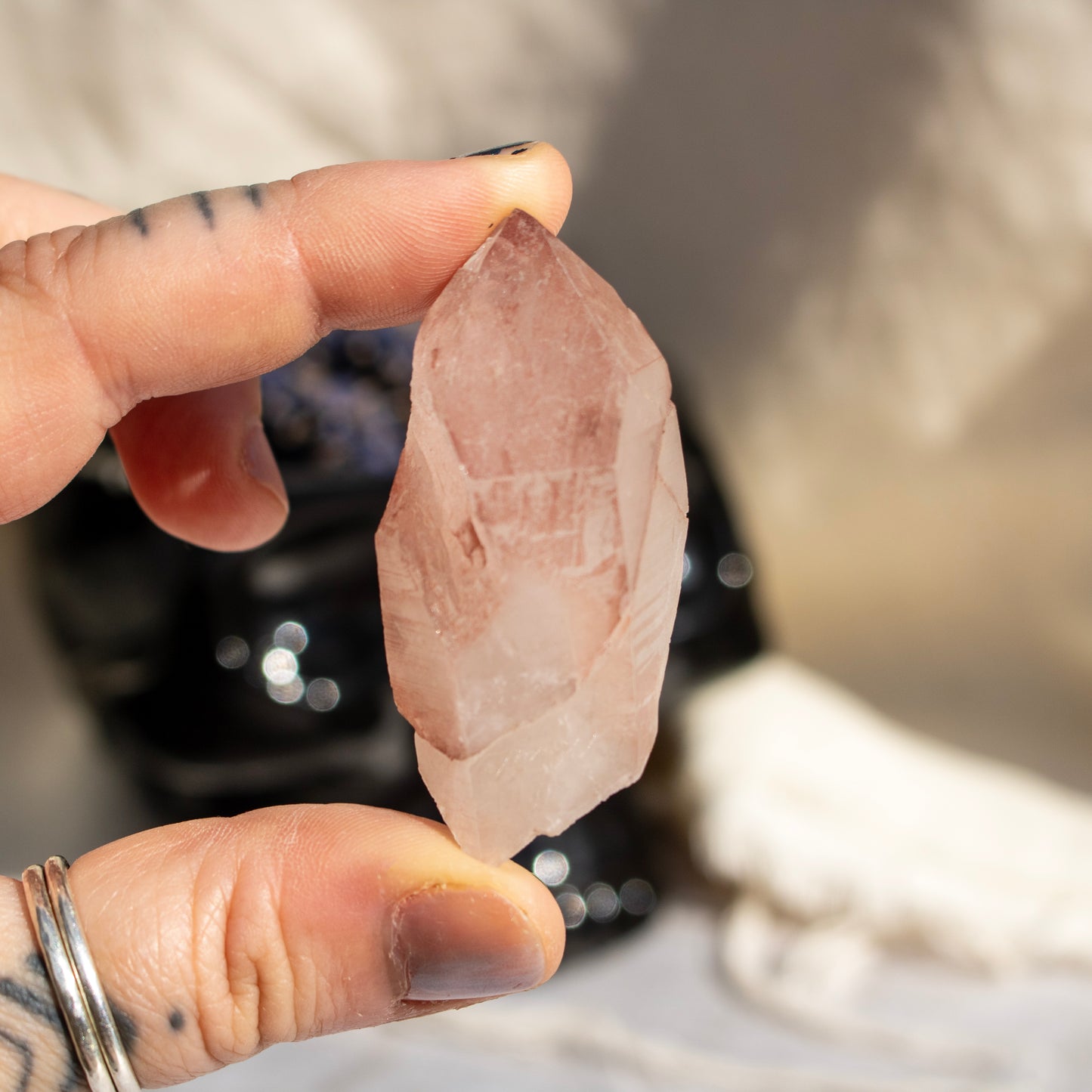 Pink Lemurian Quartz Point
