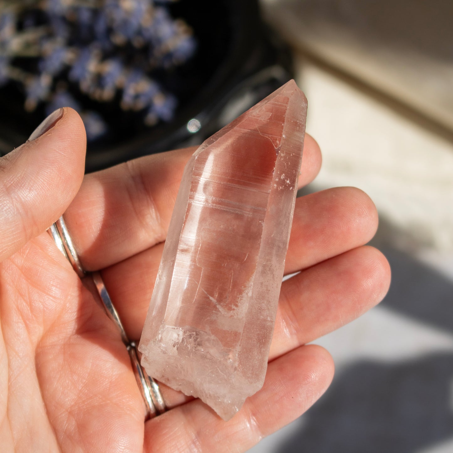 Pink Lemurian Quartz Point