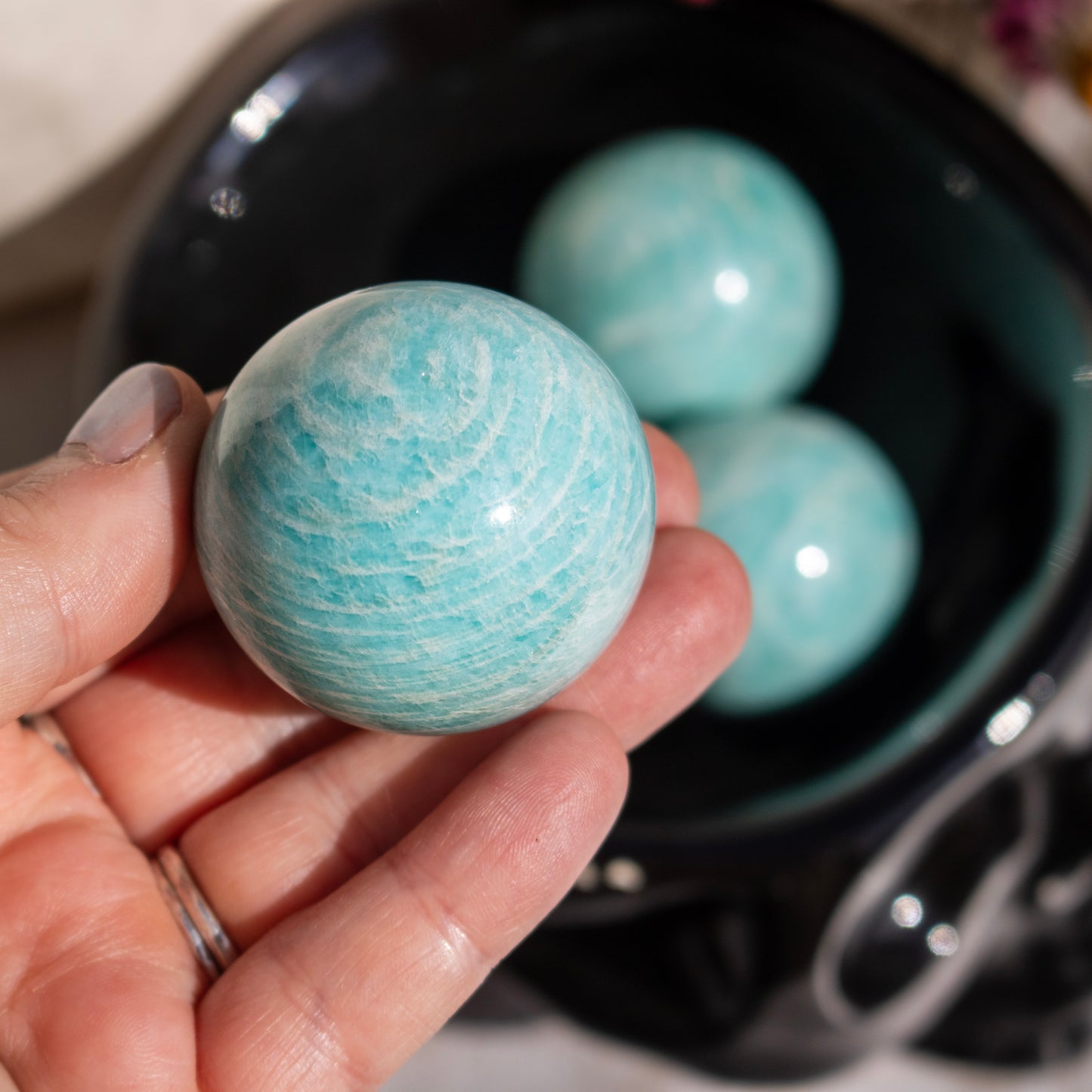 Amazonite Sphere (with Silver Flash)