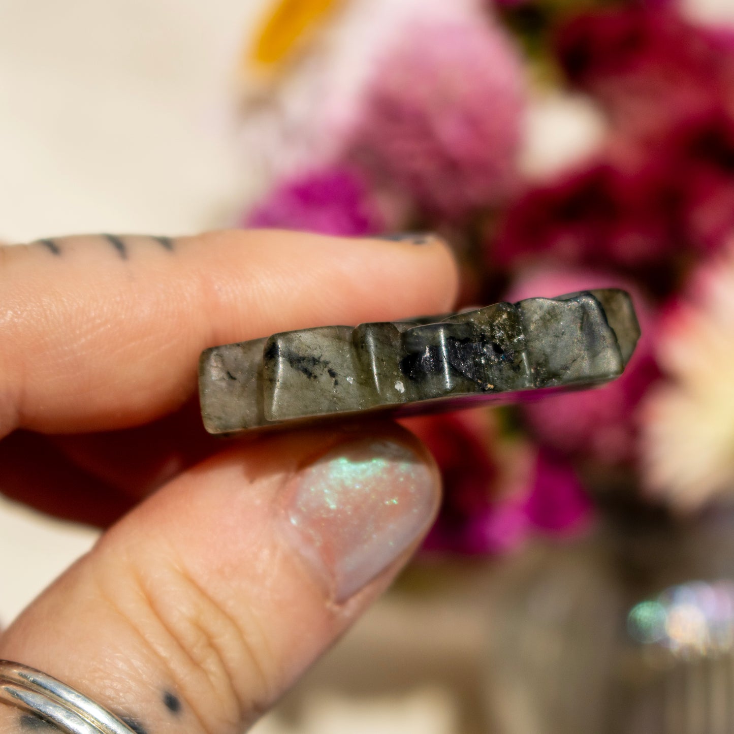 Carved Labradorite Lotus Flower