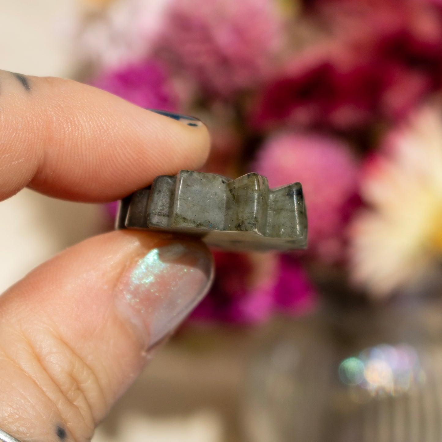 Carved Labradorite Lotus Flower