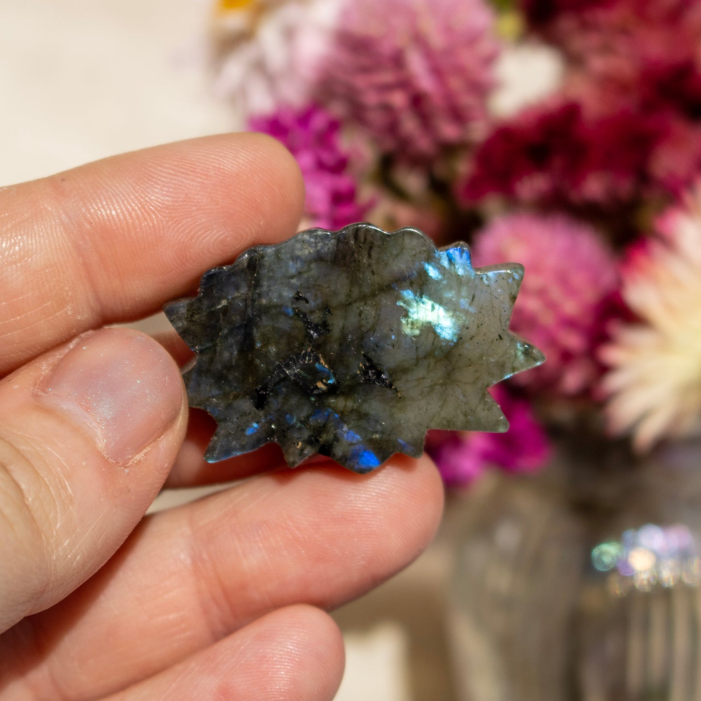 Carved Labradorite Lotus Flower