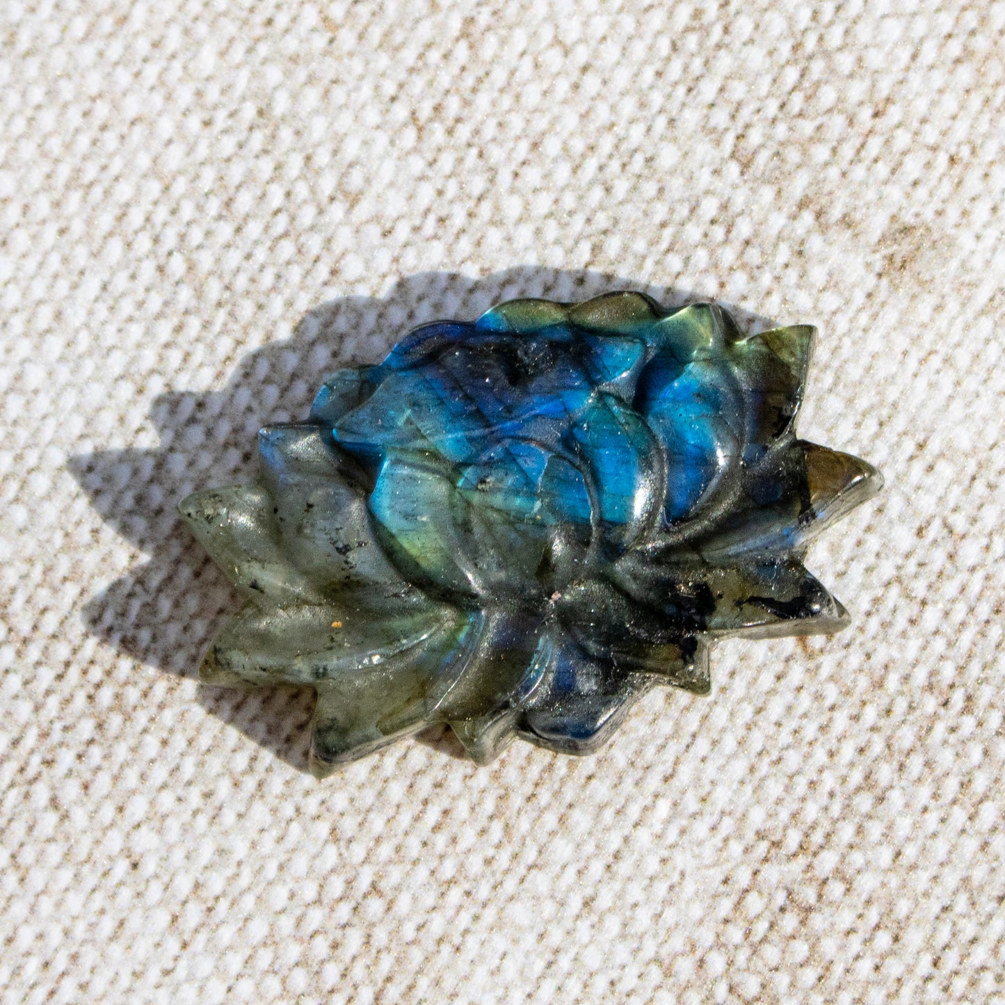 Carved Labradorite Lotus Flower