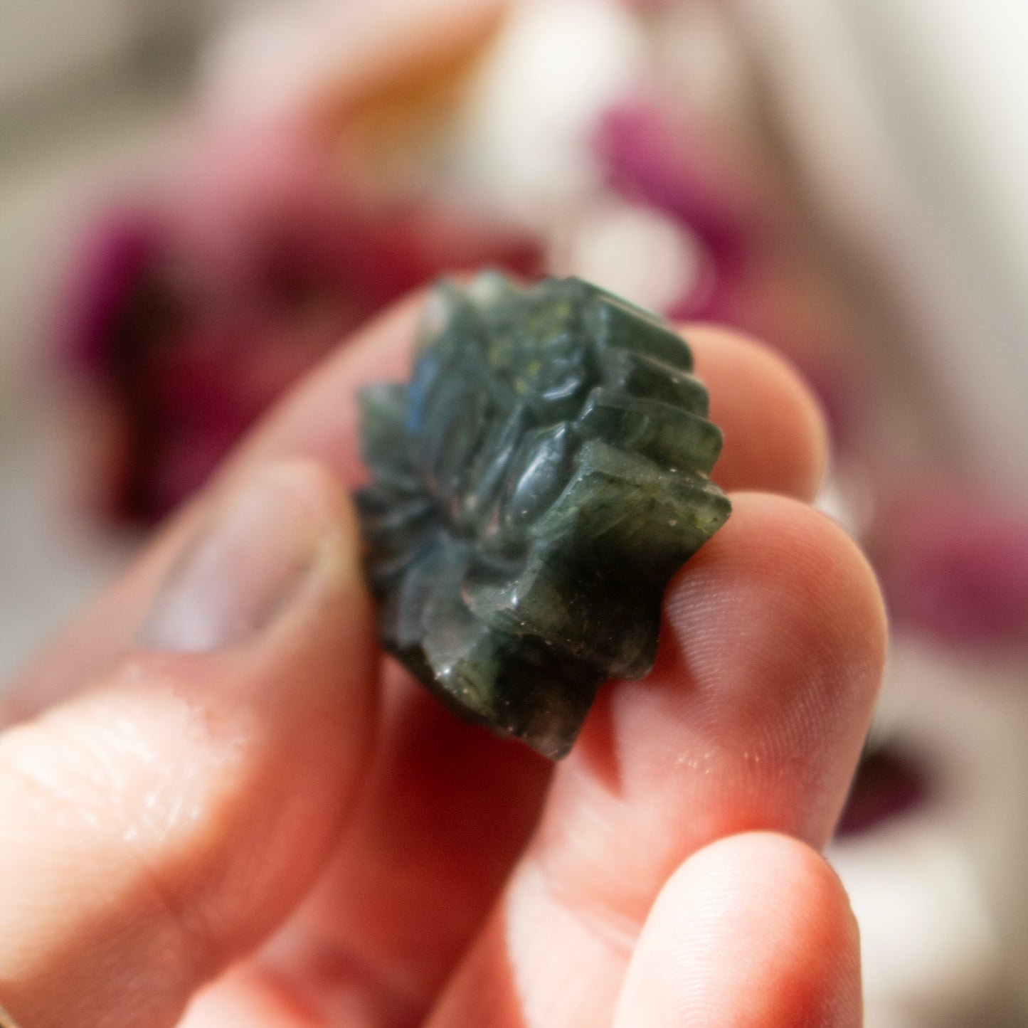 Carved Labradorite Lotus Flower