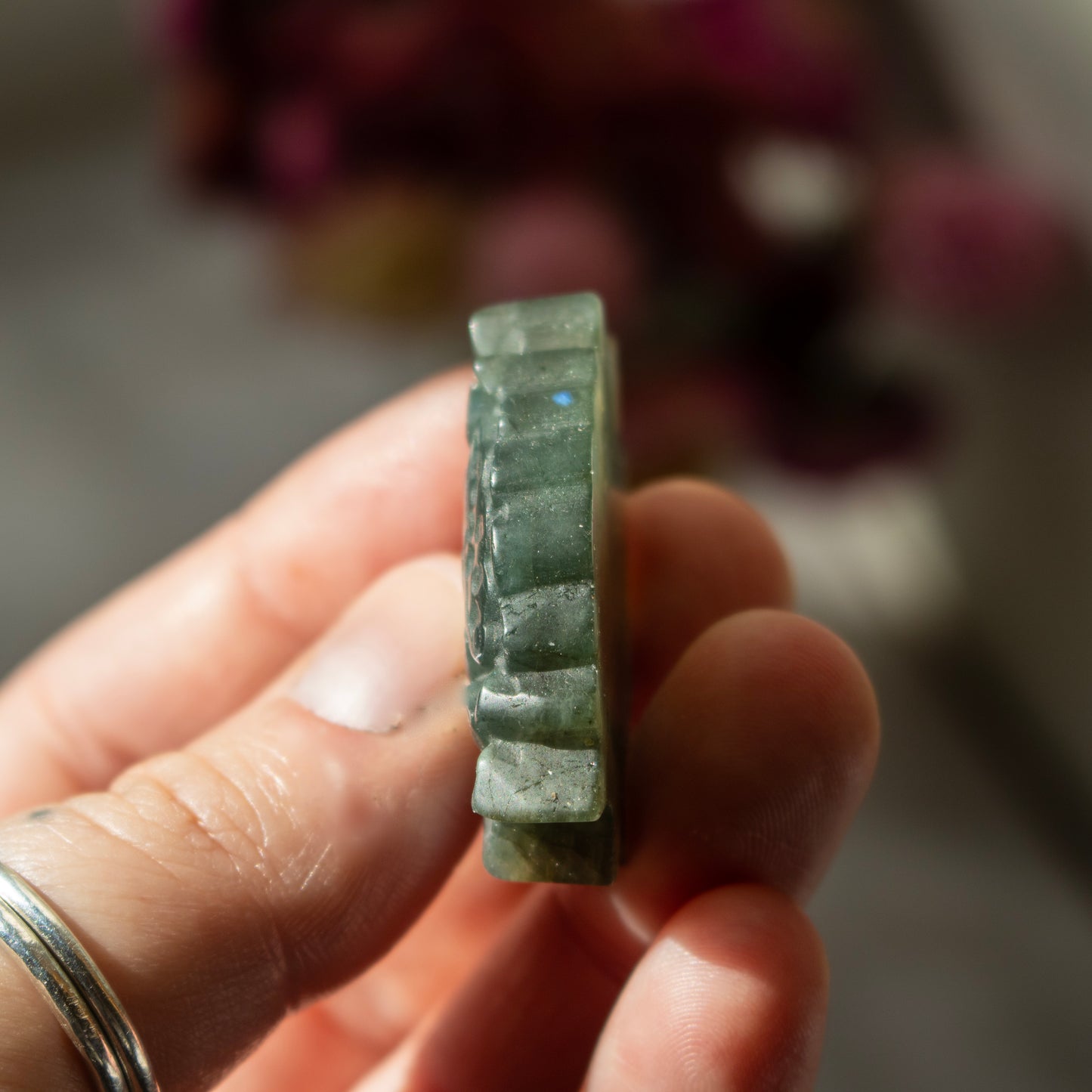Carved Labradorite Lotus Flower