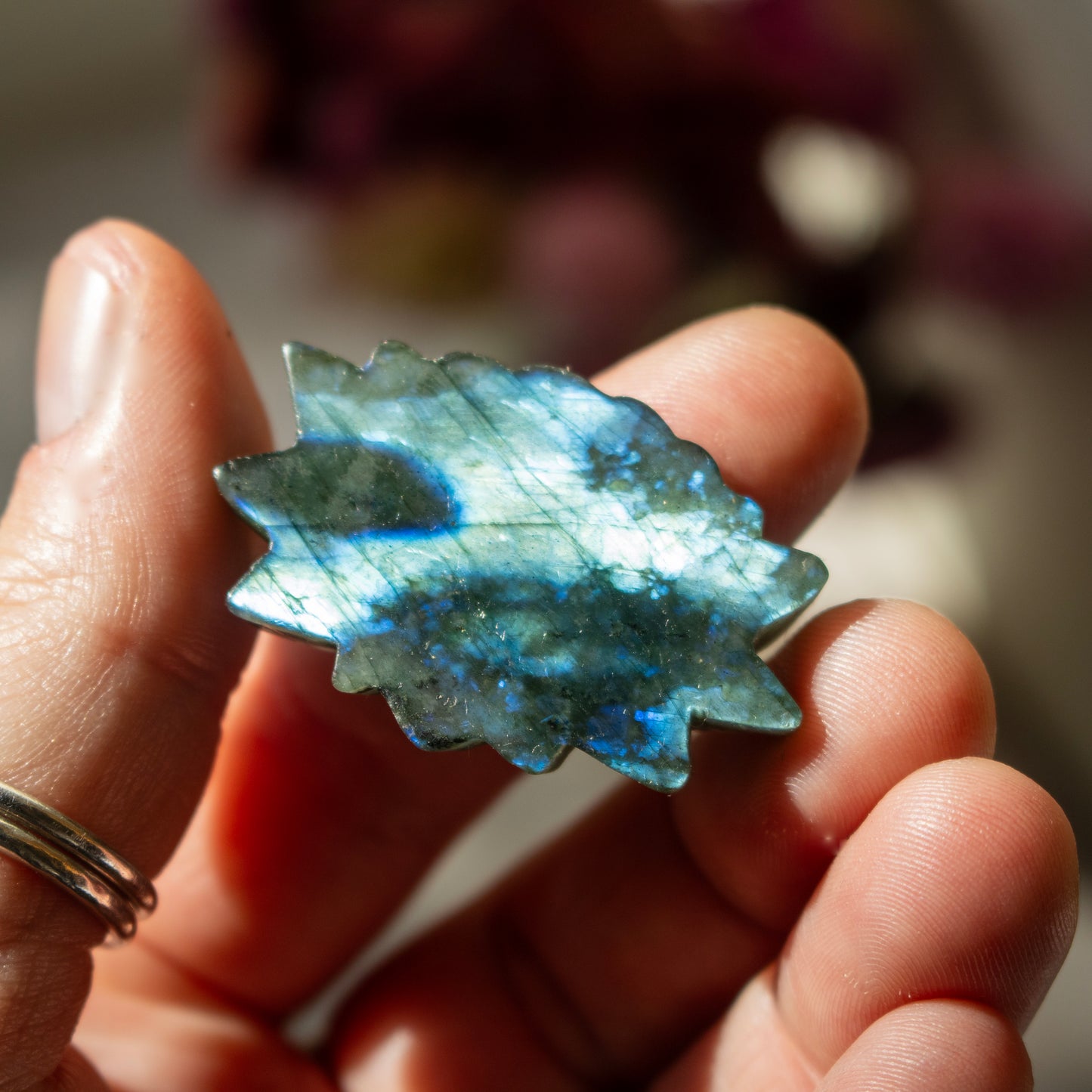 Carved Labradorite Lotus Flower