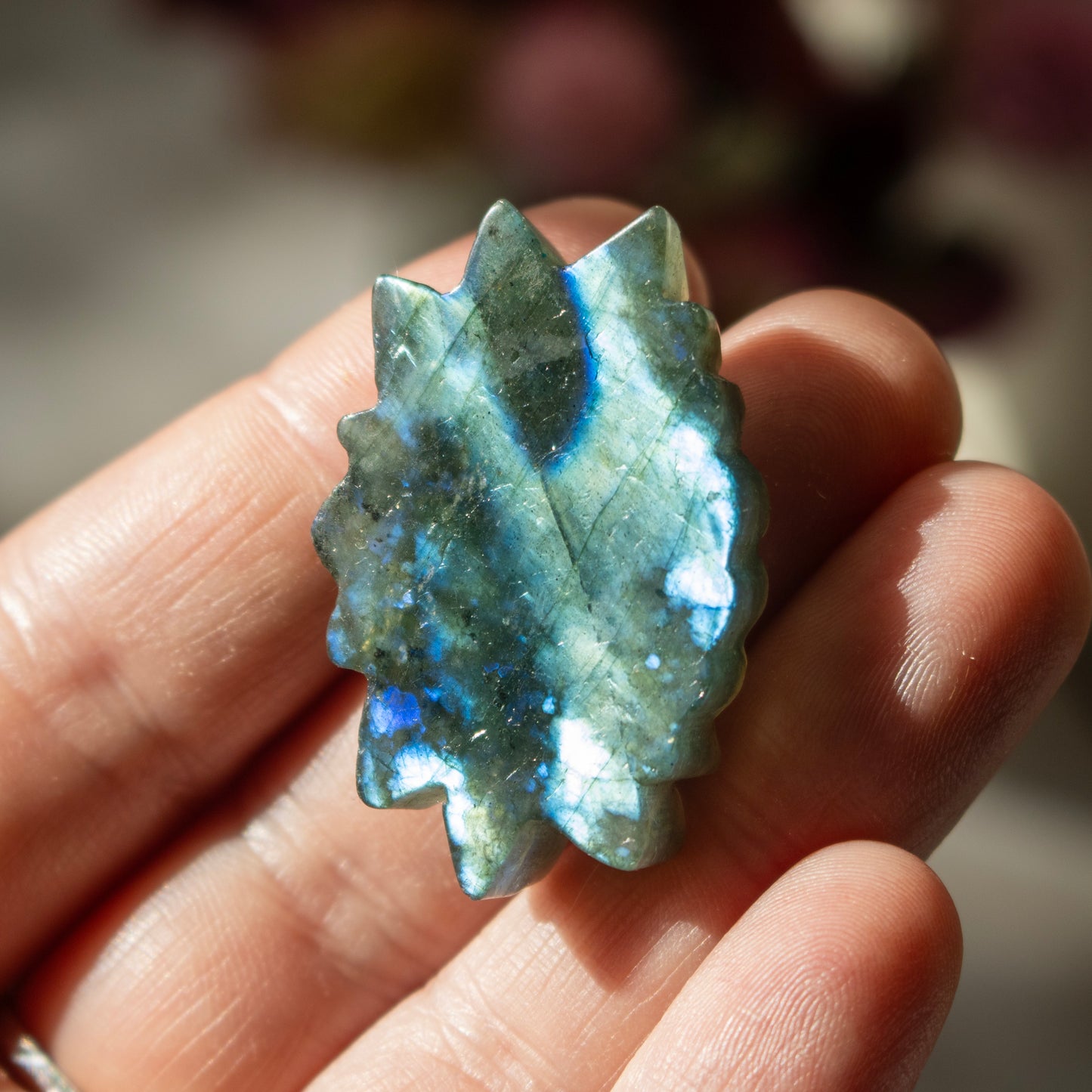 Carved Labradorite Lotus Flower