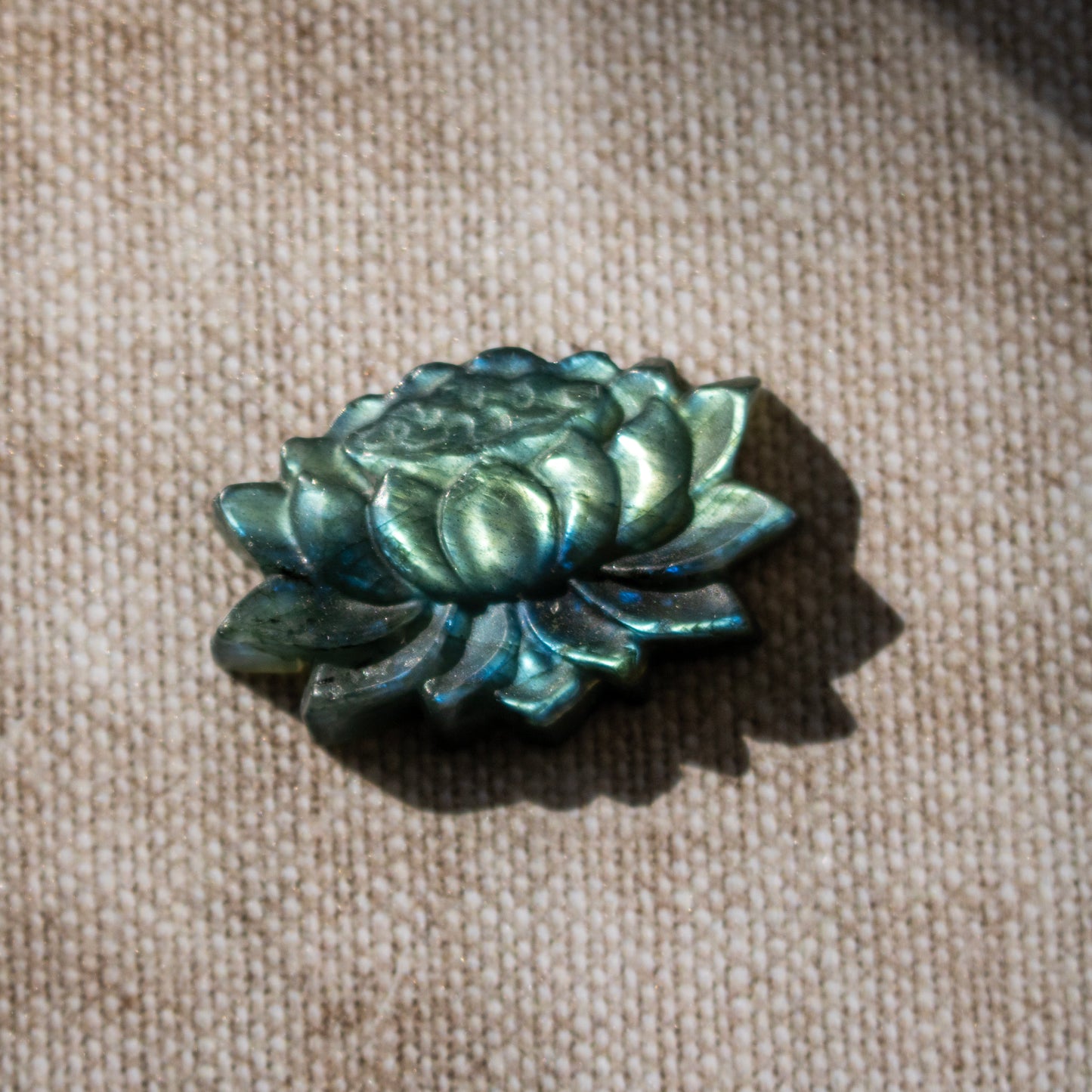 Carved Labradorite Lotus Flower