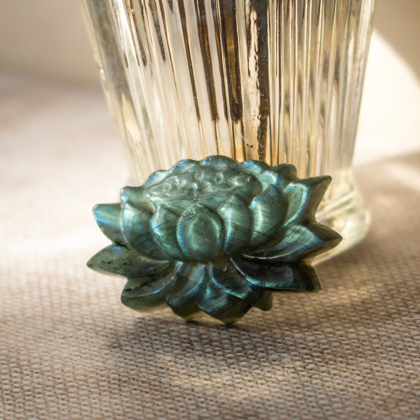 Carved Labradorite Lotus Flower