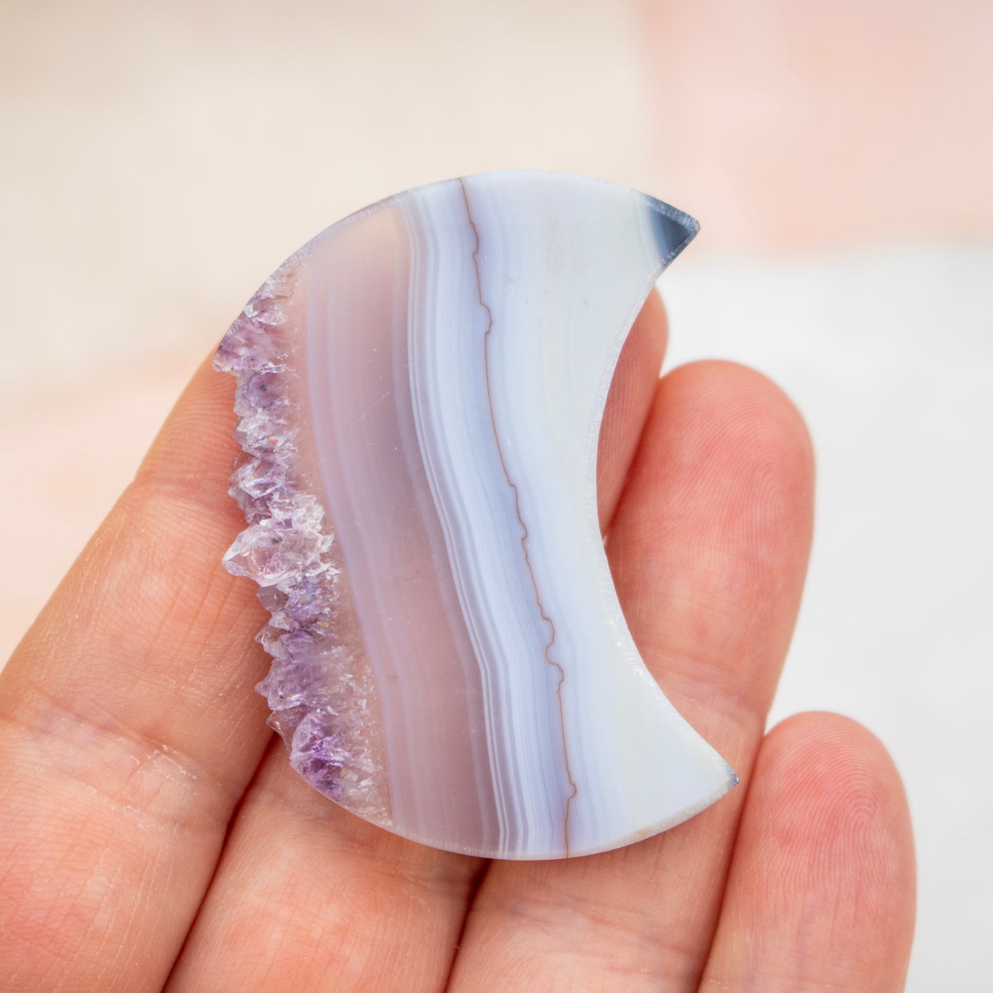 Amethyst & Agate Druzy Crescent Moon