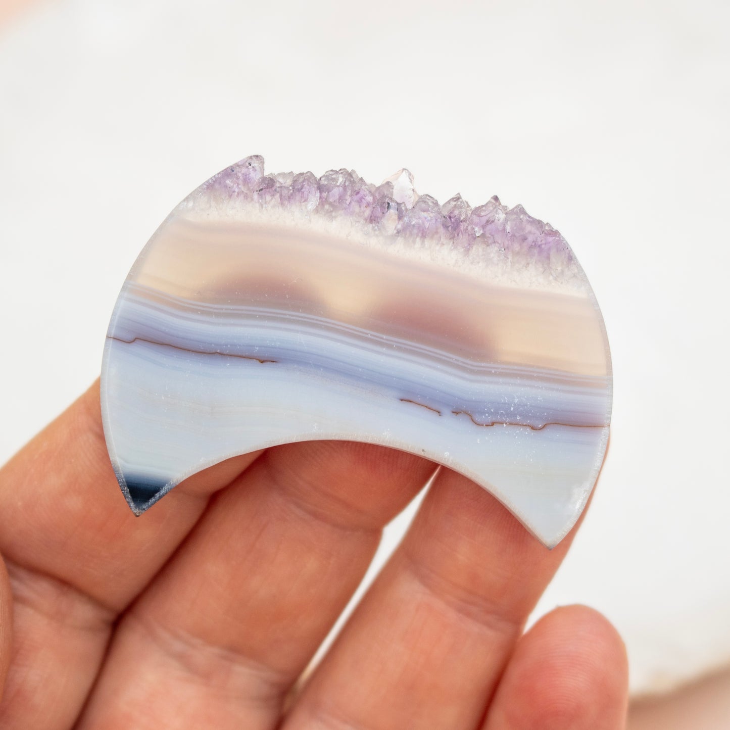 Amethyst & Agate Druzy Crescent Moon