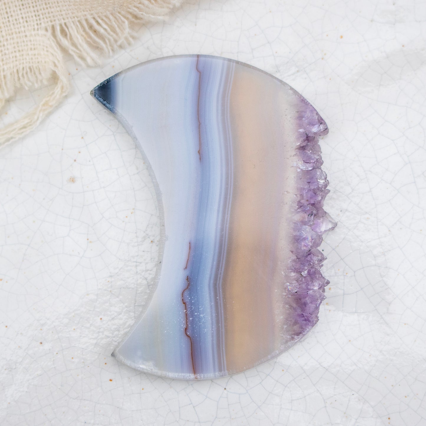 Amethyst & Agate Druzy Crescent Moon