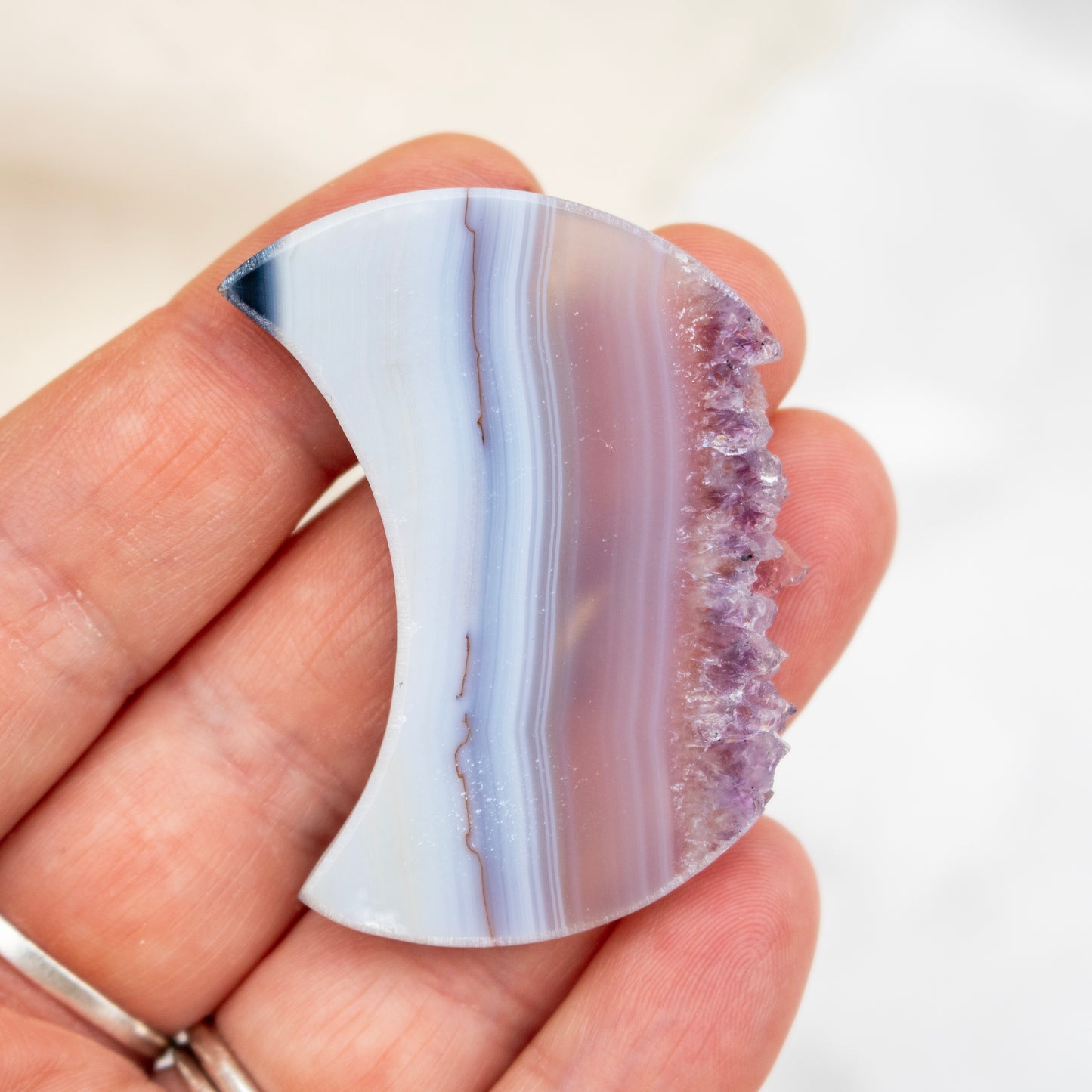 Amethyst & Agate Druzy Crescent Moon