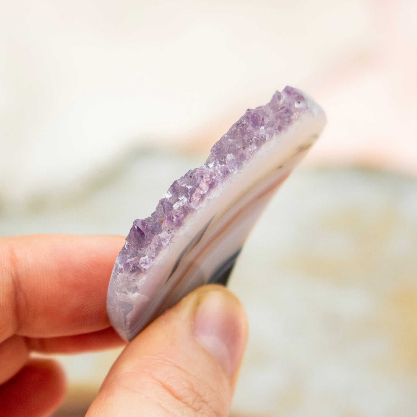 Amethyst & Agate Druzy Crescent Moon