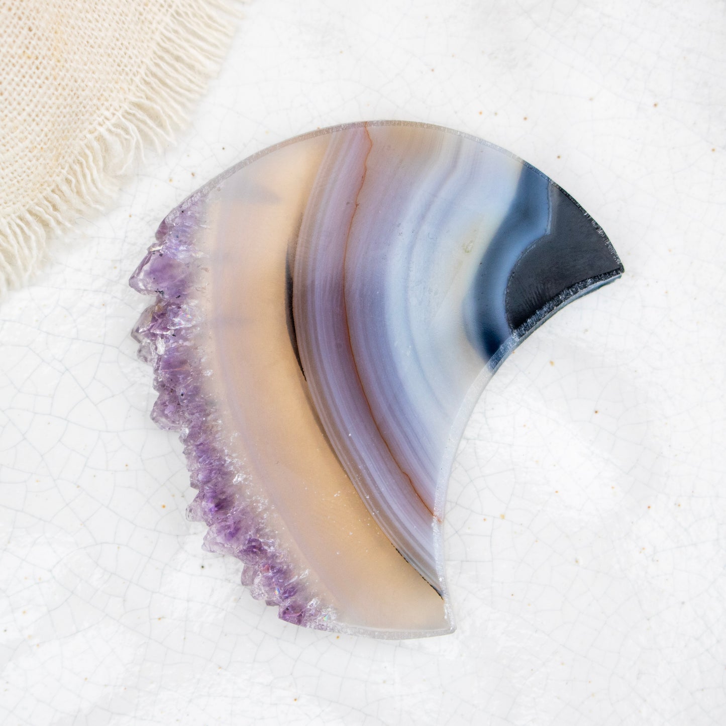 Amethyst & Agate Druzy Crescent Moon