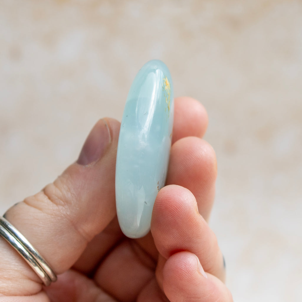 Peruvian Blue Opal Flat Palmstone 'A Grade'