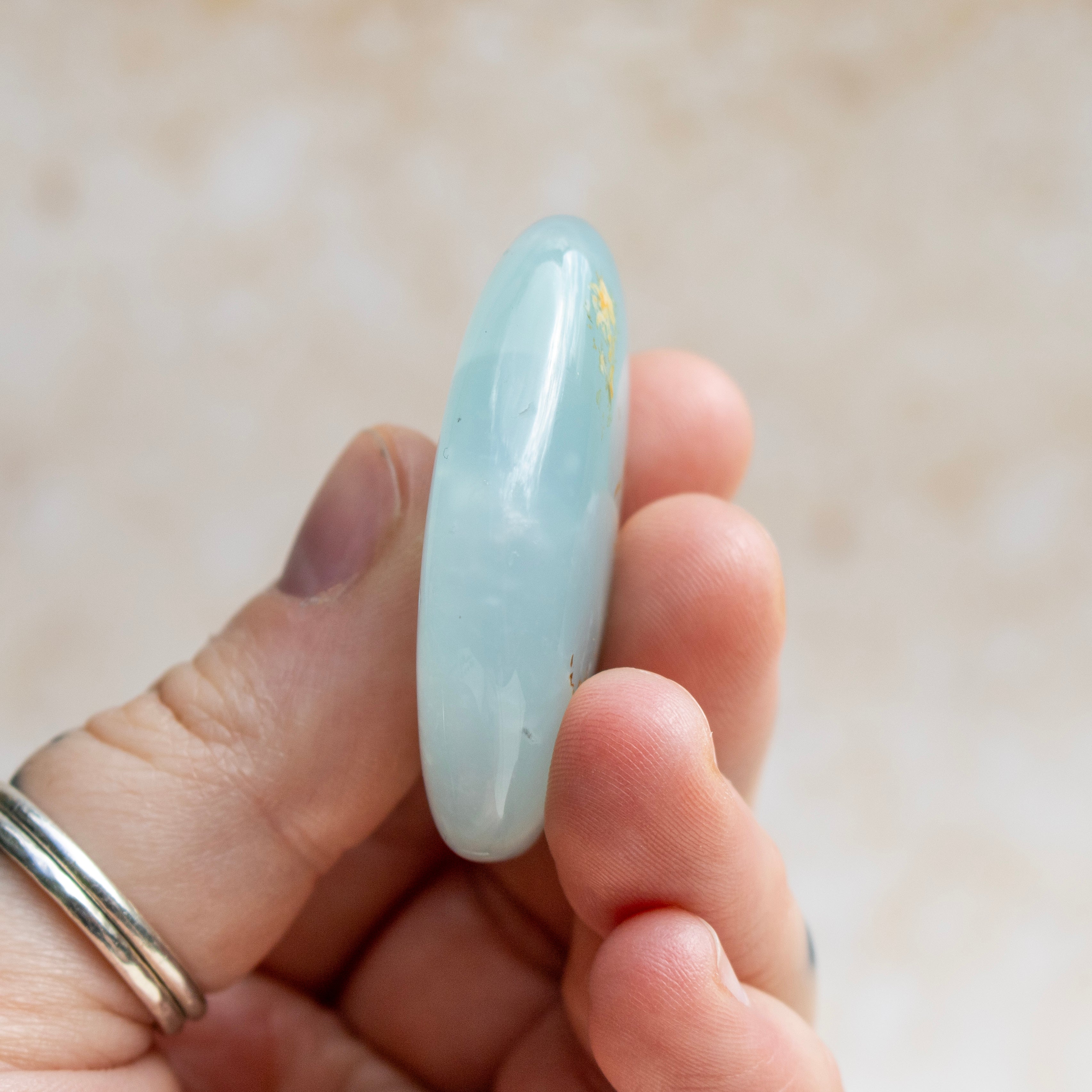 Peruvian Blue Opal Flat Palmstone 'A Grade'