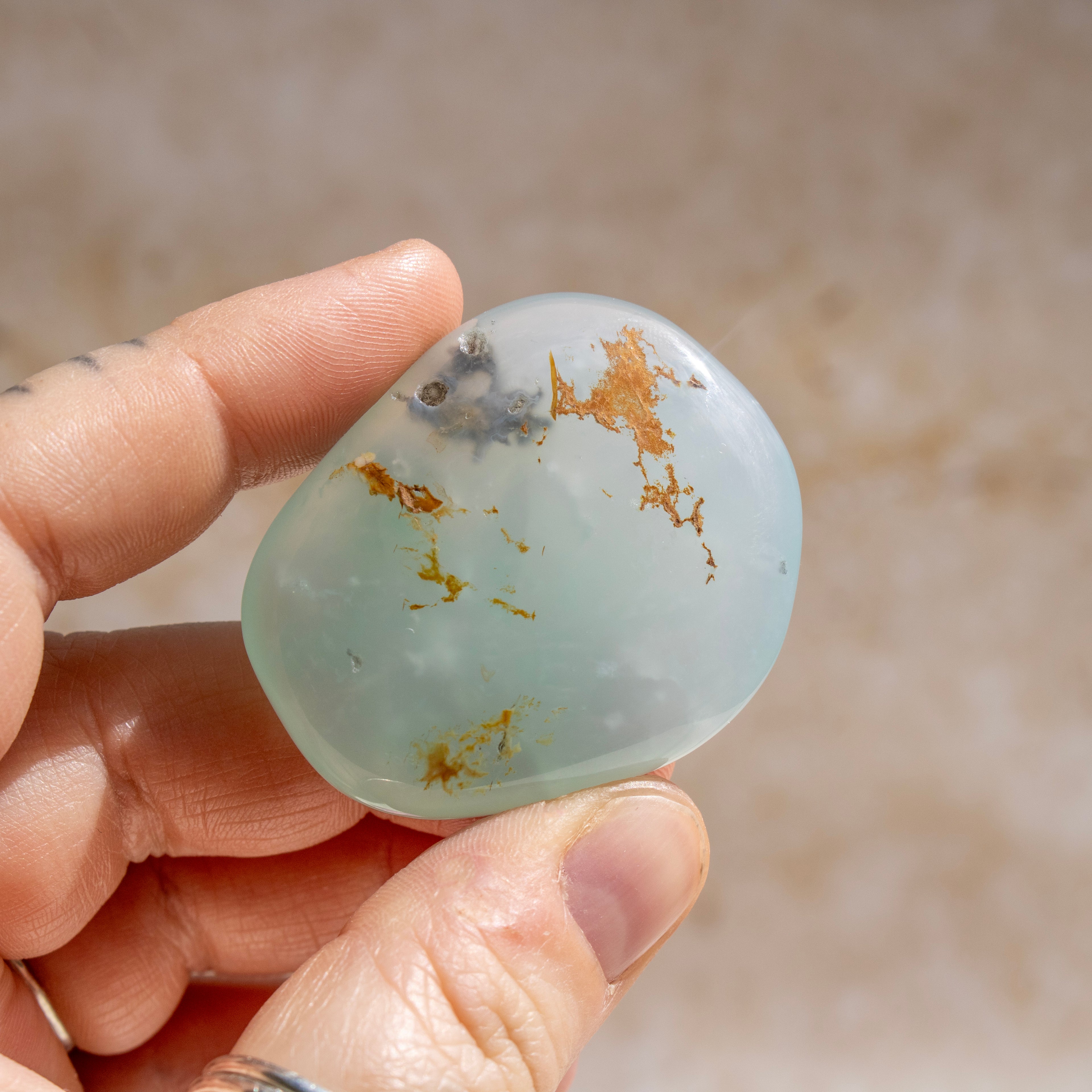 Peruvian Blue Opal Flat Palmstone 'A Grade'