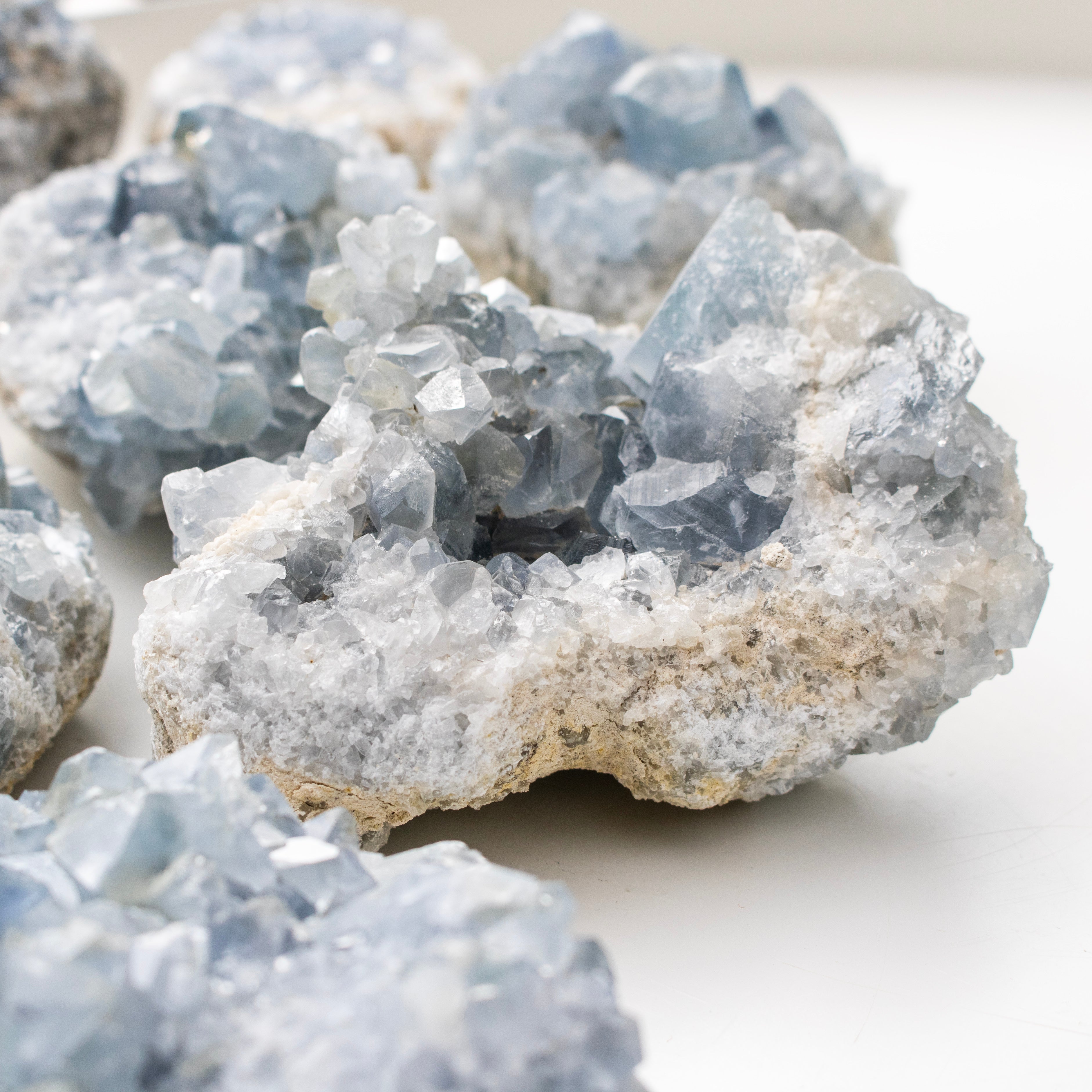 Close-up of crystal rock on a white background