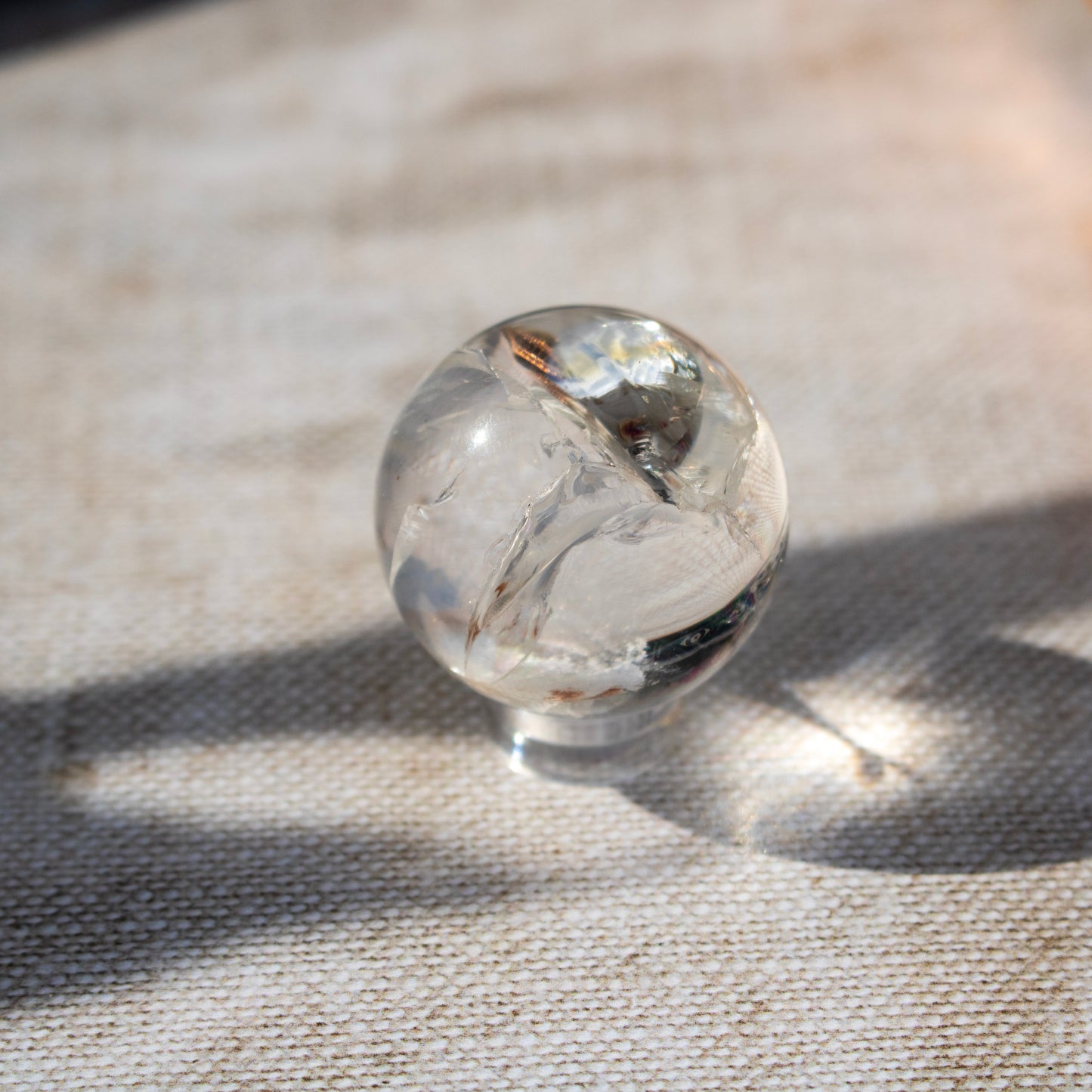 Clear Quartz Crystal Sphere with Rainbows