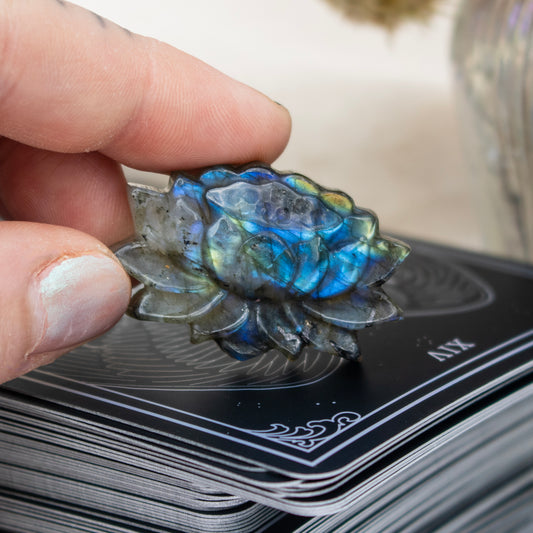 Carved Labradorite Lotus Flower
