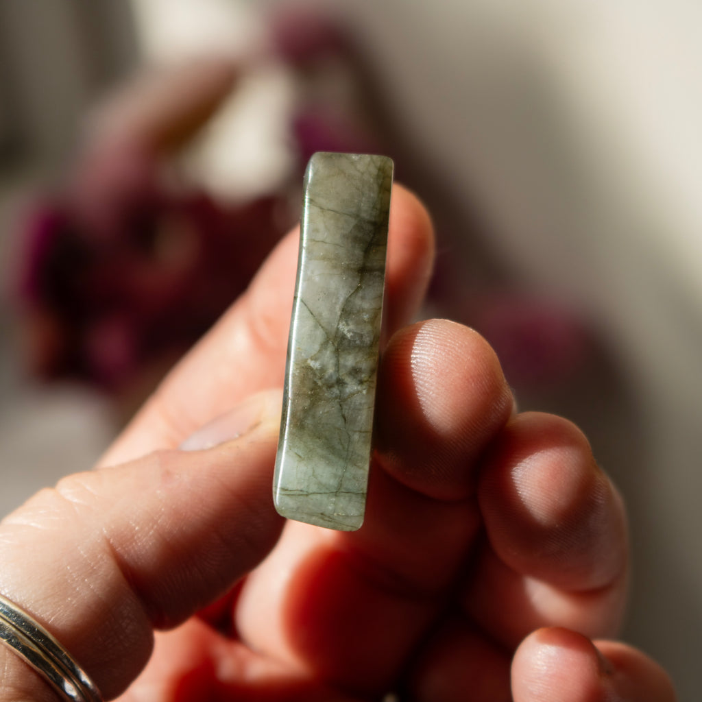 Carved Labradorite Triangular Eye Talisman