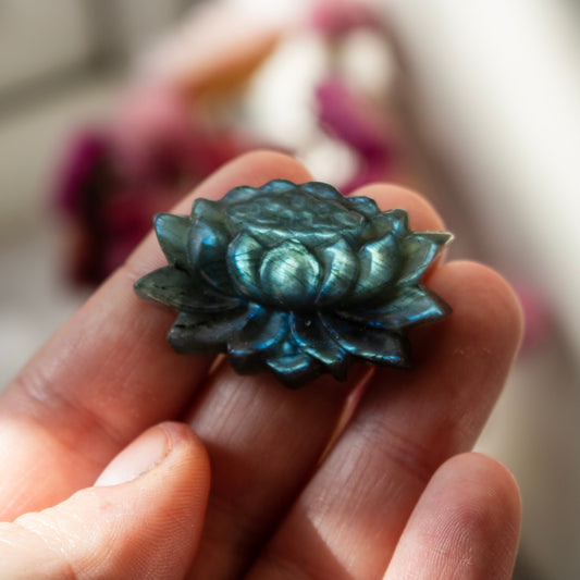 Carved Labradorite Lotus Flower