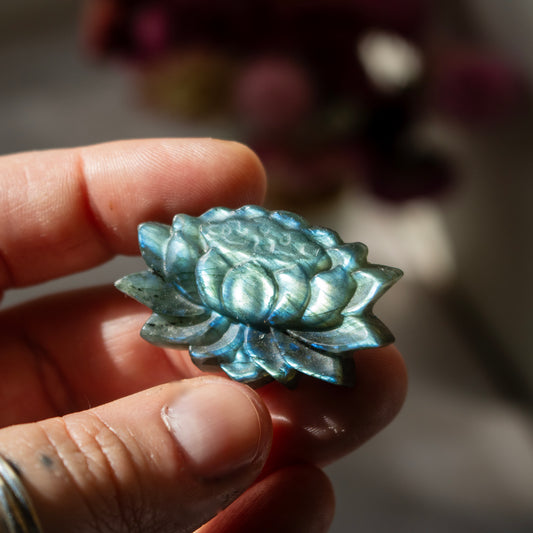 Carved Labradorite Lotus Flower