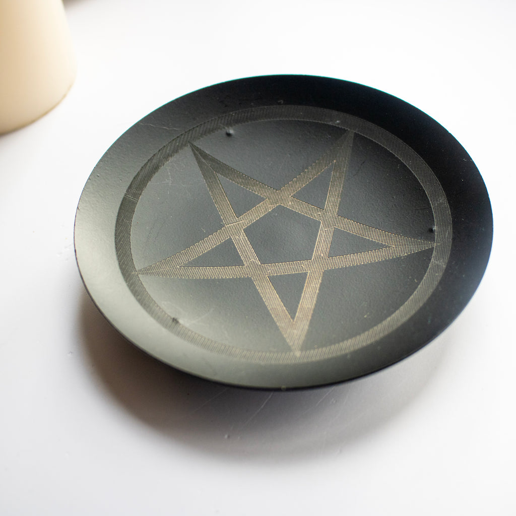 Black Iron Pentagram Pillar Candle Holder